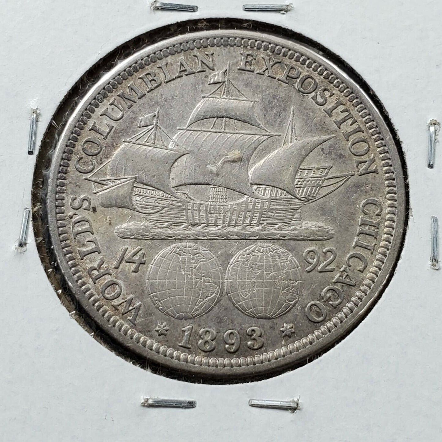 1893 US Christopher Columbian SILVER Half Dollar Commemorative Choice EF / XF