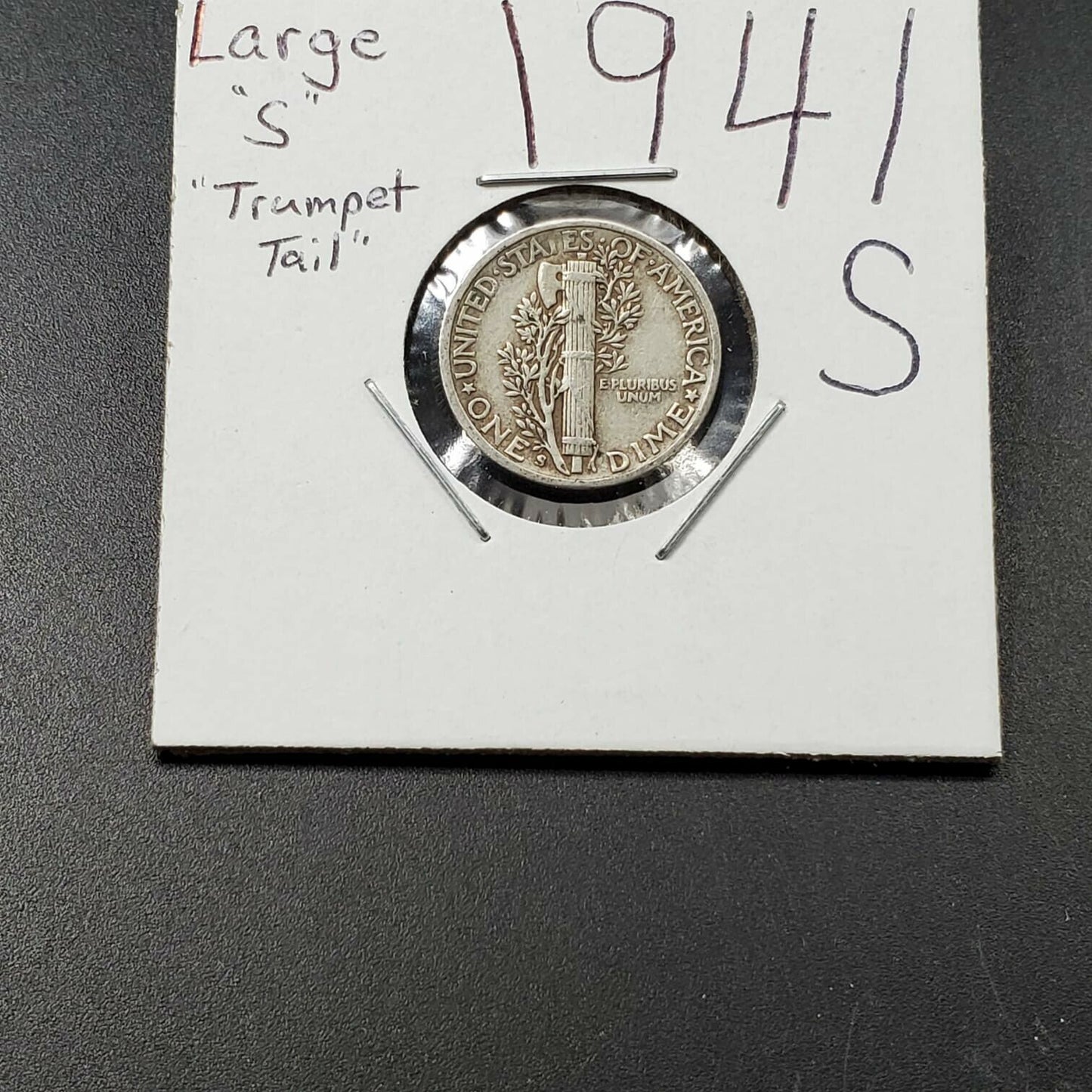 1941 S Mercury Dime Silver Coin Large S Trumpet Tail Variety Circulated 2