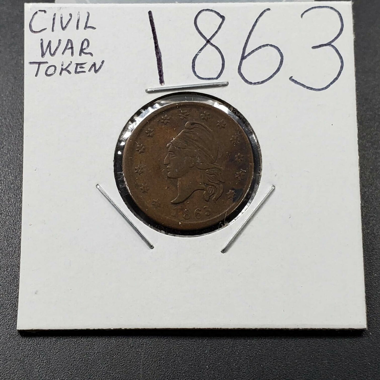 1863 Liberty Head Union Civil War Token One Cent For Tribute AVG Circulated F/VF