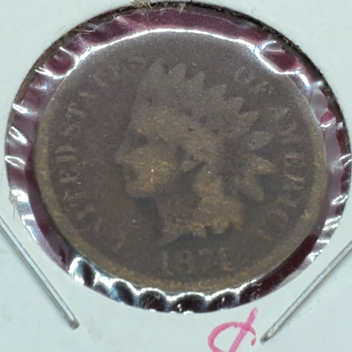 1874 Indian Head Copper Bronze Cent Penny Coin Good Details ED