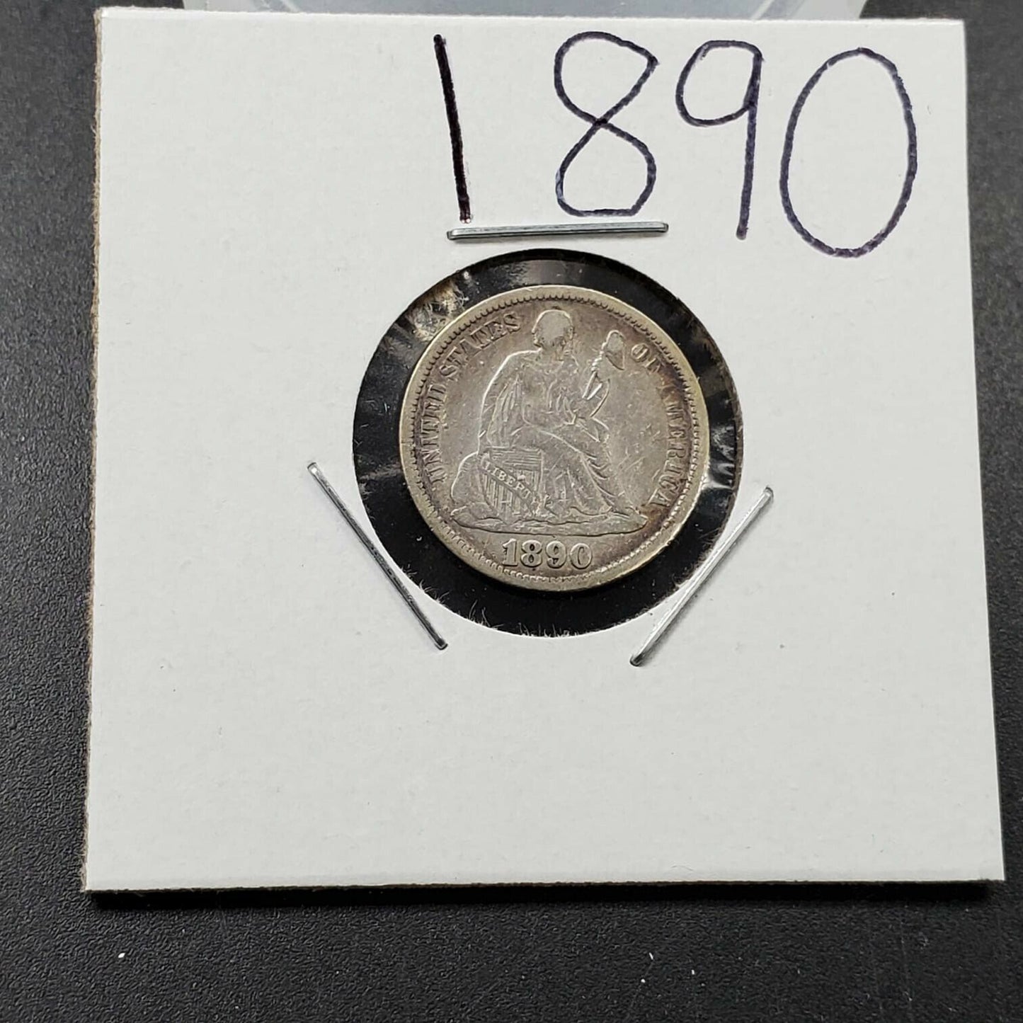 1890 P SEATED LIBERTY SILVER DIME COIN VF VERY FINE Details Shiny
