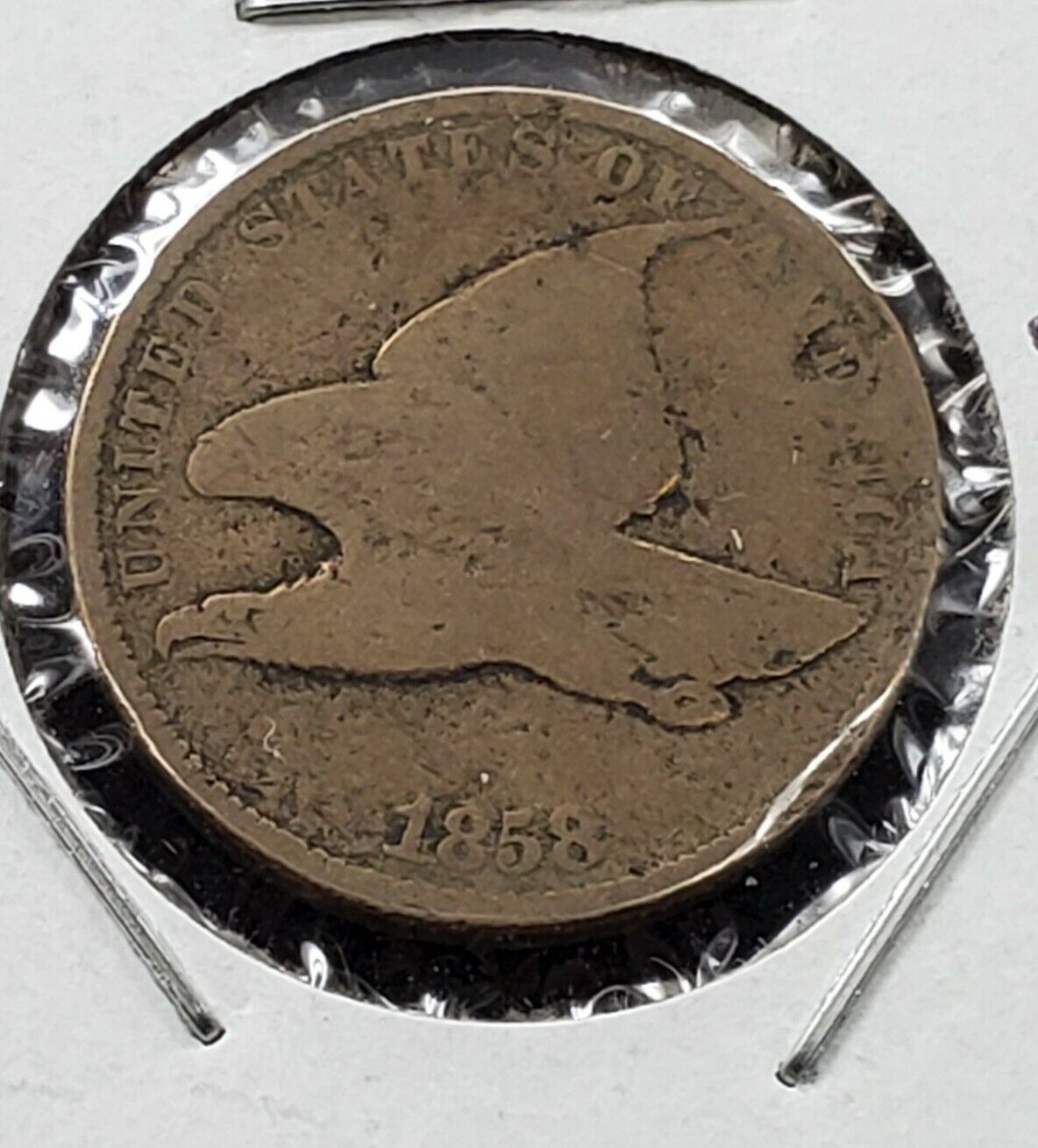 1858 LL Flying Eagle Cent Penny Coin CHOICE AG FS-901 Low Leaves Variety