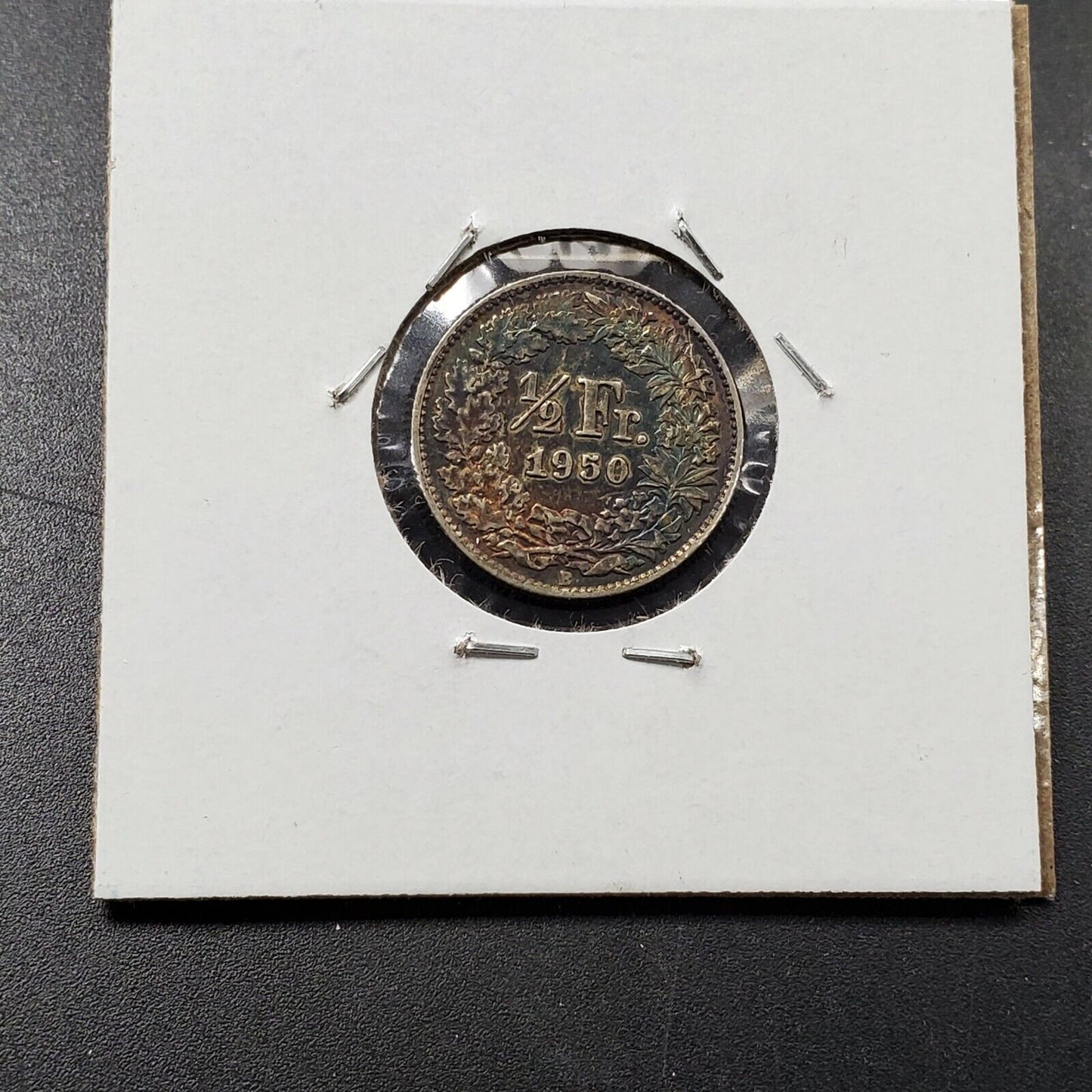 1950 B Switzerland 1/2 Half Franc XF EF Circulated PQ * Original Rainbow Toning