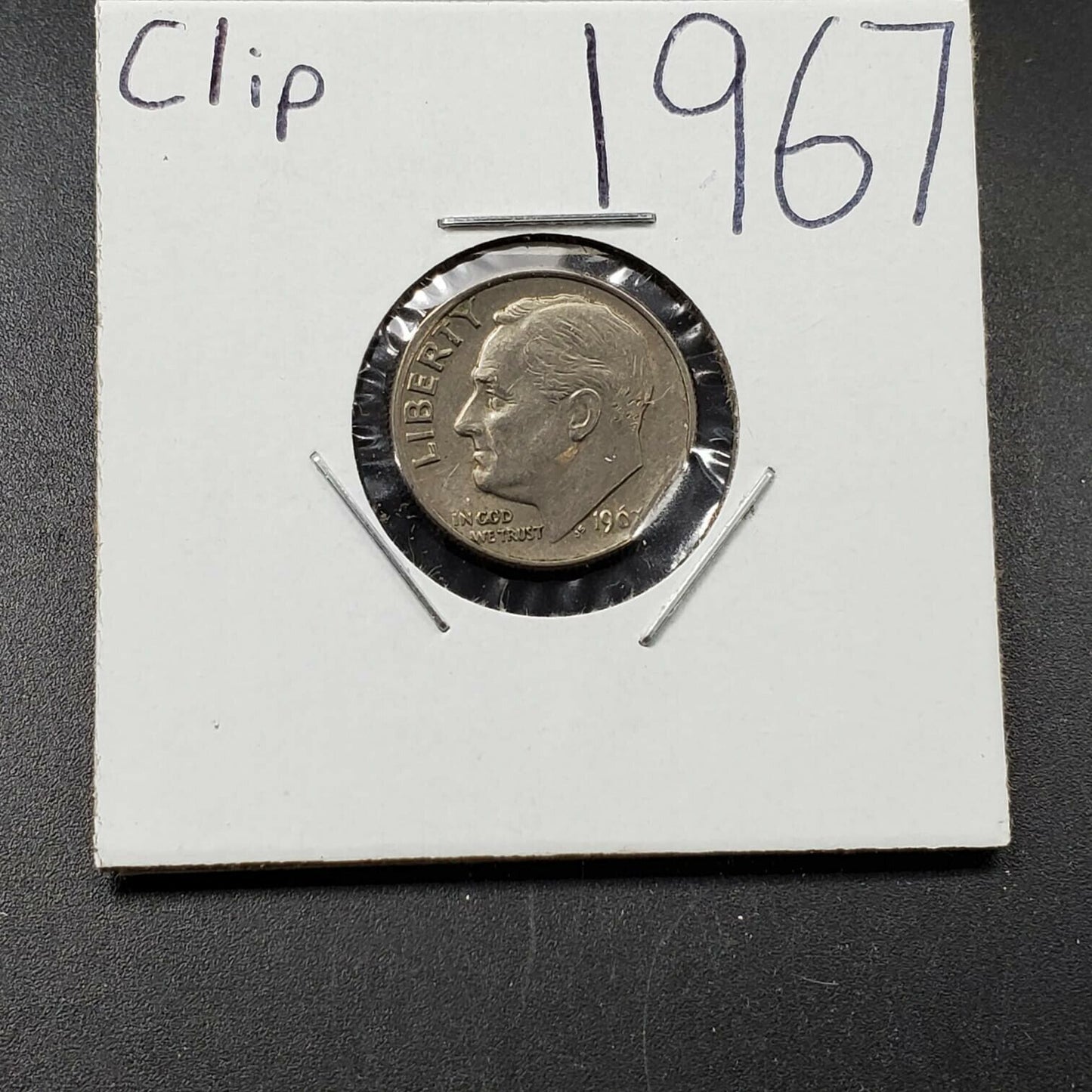 1967 P Philadelphia Roosevelt CLAD Dime Clipped Planchet Error XF Circulated
