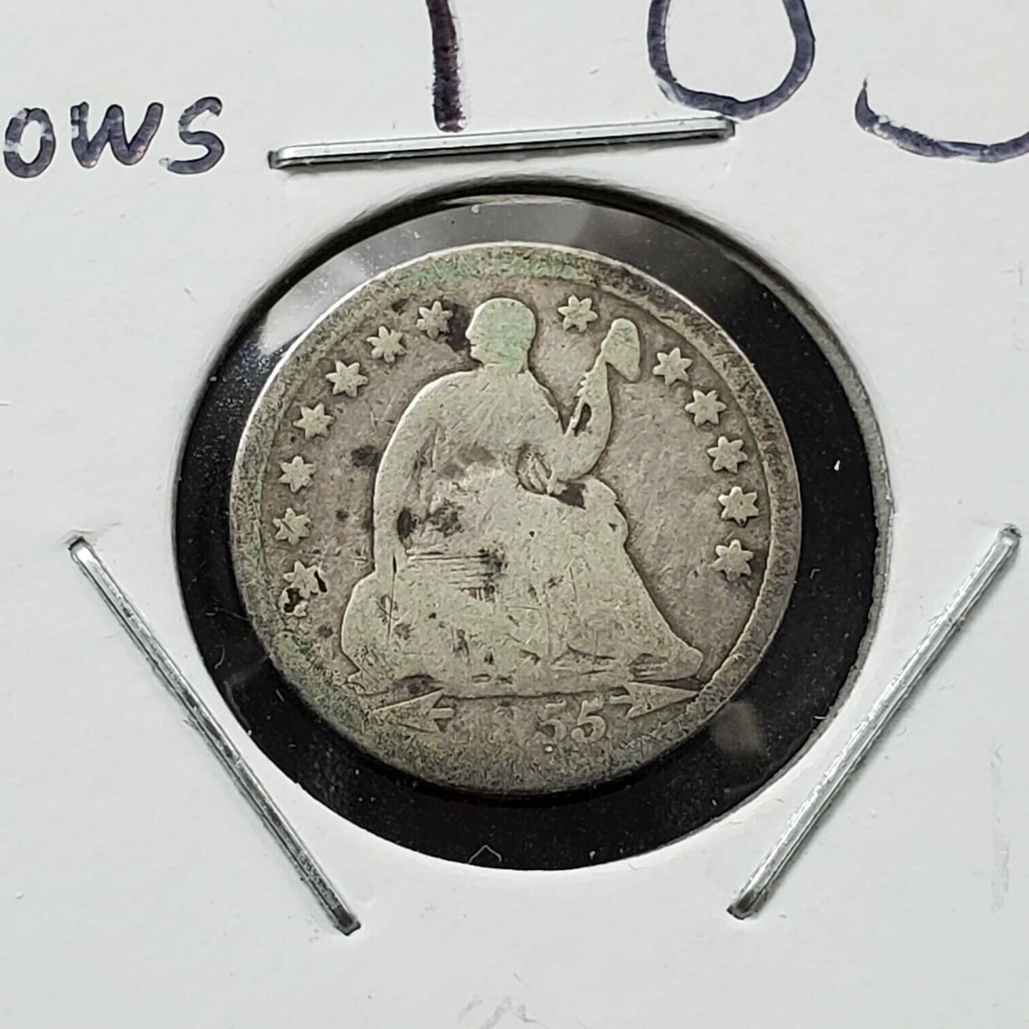 1855 Liberty Seated Half Dime Silver Coin Full Date Circulated W Arrows Variety