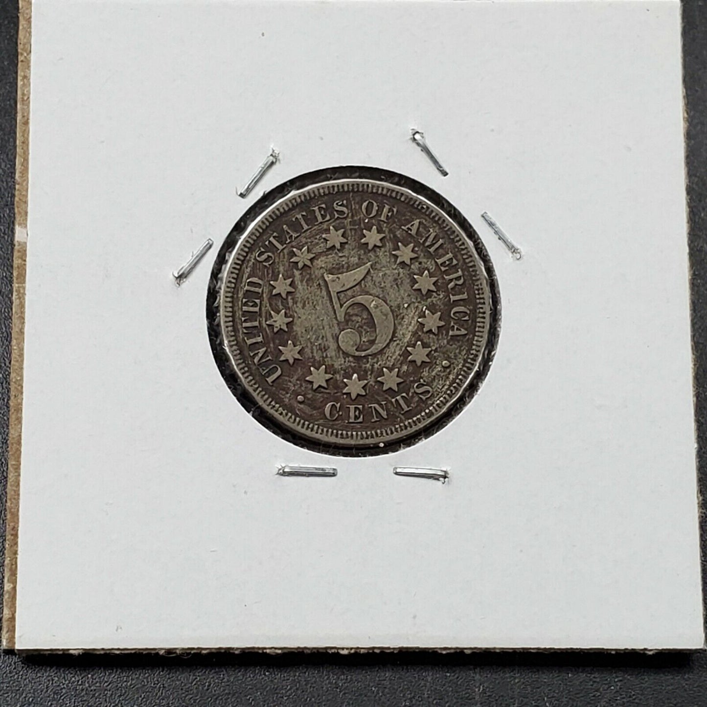 1867 Shield Nickel Five Cents Coin Fine Details toning