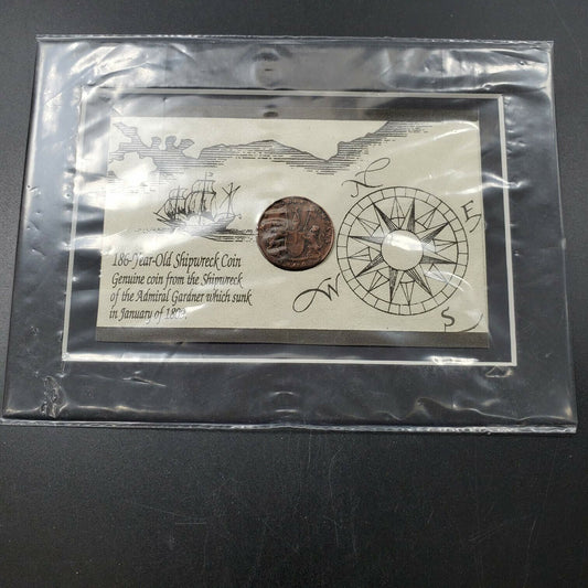 Admiral Gardner Shipwreck East India X Ten Cash circulated in display packet
