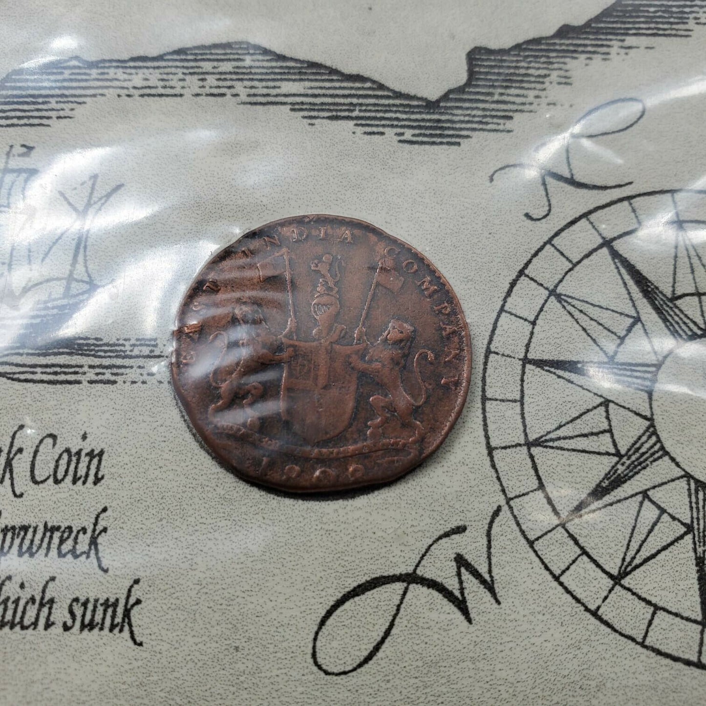 Admiral Gardner Shipwreck East India X Ten Cash circulated in display packet