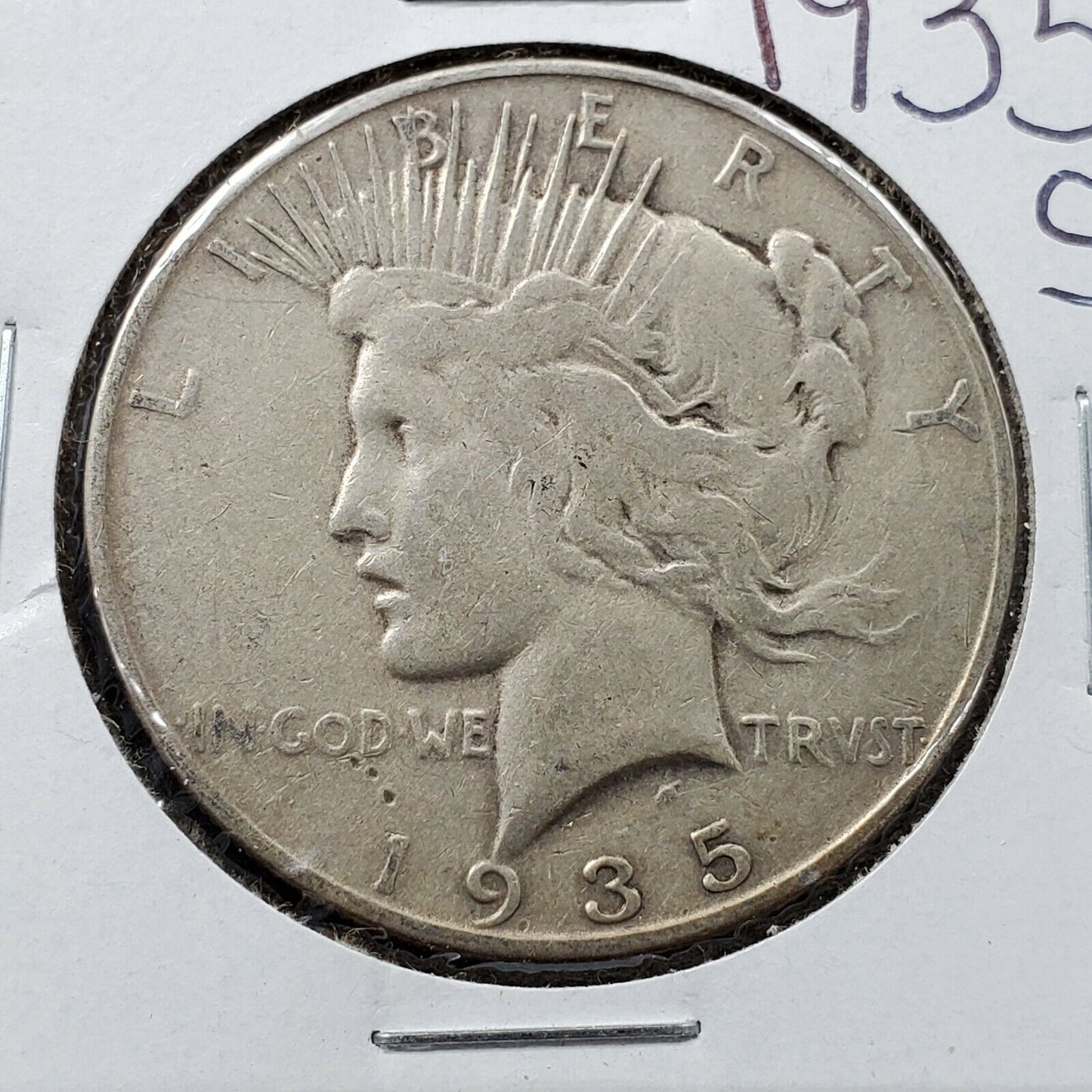 1935 S Peace 90% Silver Eagle Dollar Coin Fine Details Reverse Scratch Nice OBV
