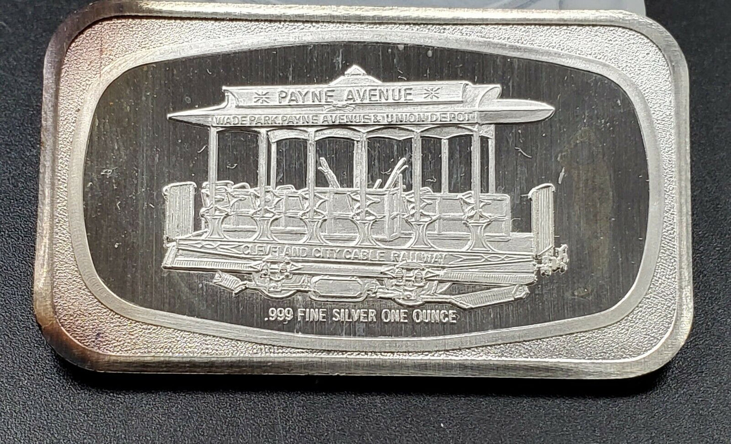 Payne Avenue Trolly Cleveland OH City Railway 1 OZ Silver Art Bar High Condition