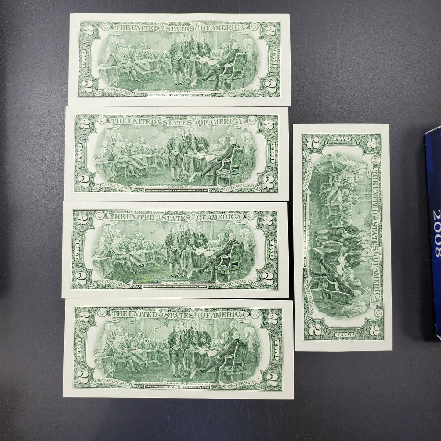 5 CONSECUTIVE 2003 $2 FRN FEDERAL RESERVE NOTE CH UNC DOUBLE REPEAT 5555 SERIAL