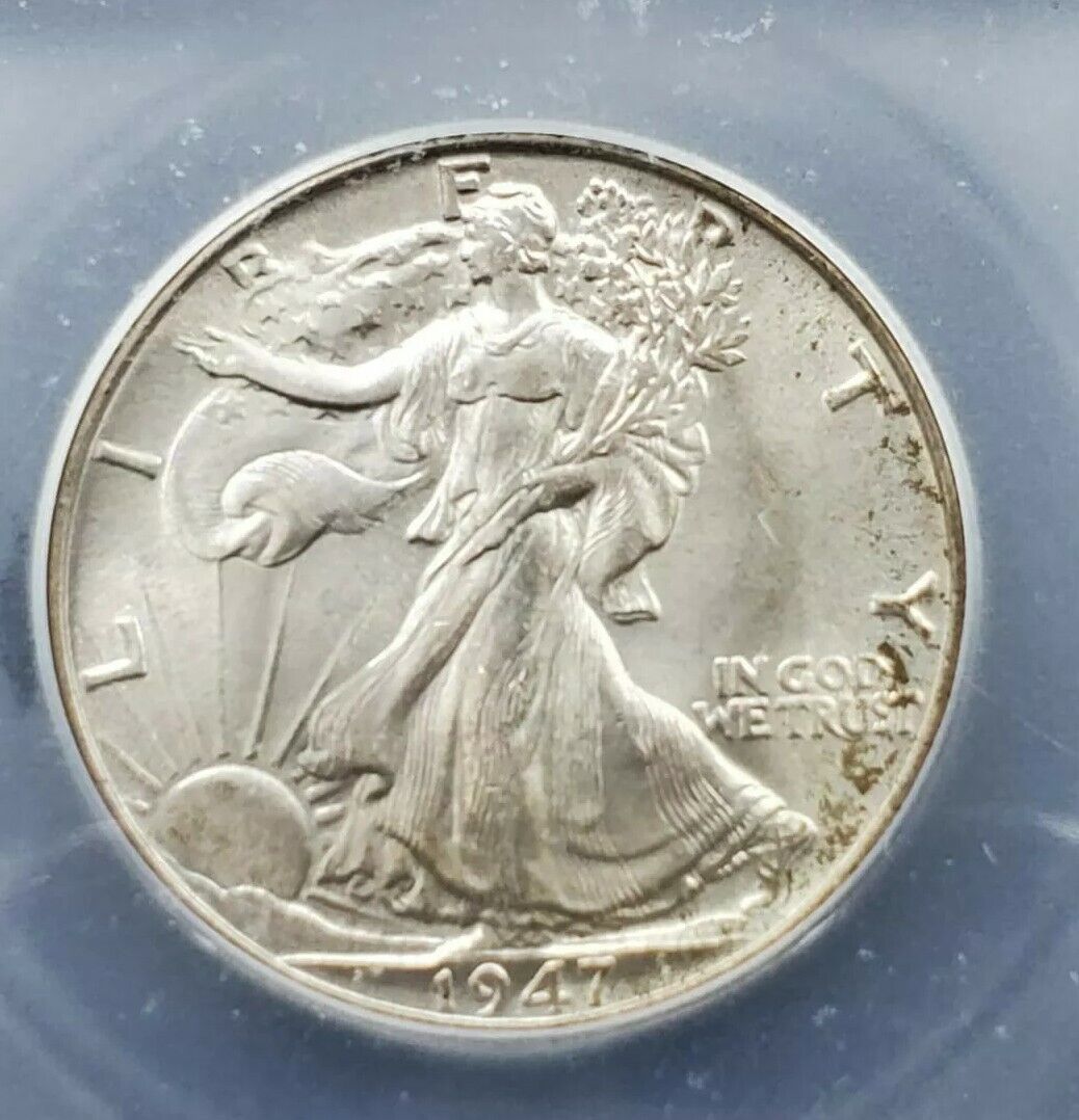1947 P Walking Liberty Silver Half Dollar Coin GEM BU Retro ICG MS66 Some Toning