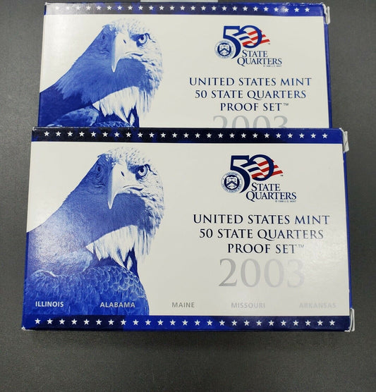 2003 S US Mint STATEHOOD STATE QUARTER Proof CLAD 5 Coin Set Box COA OGP