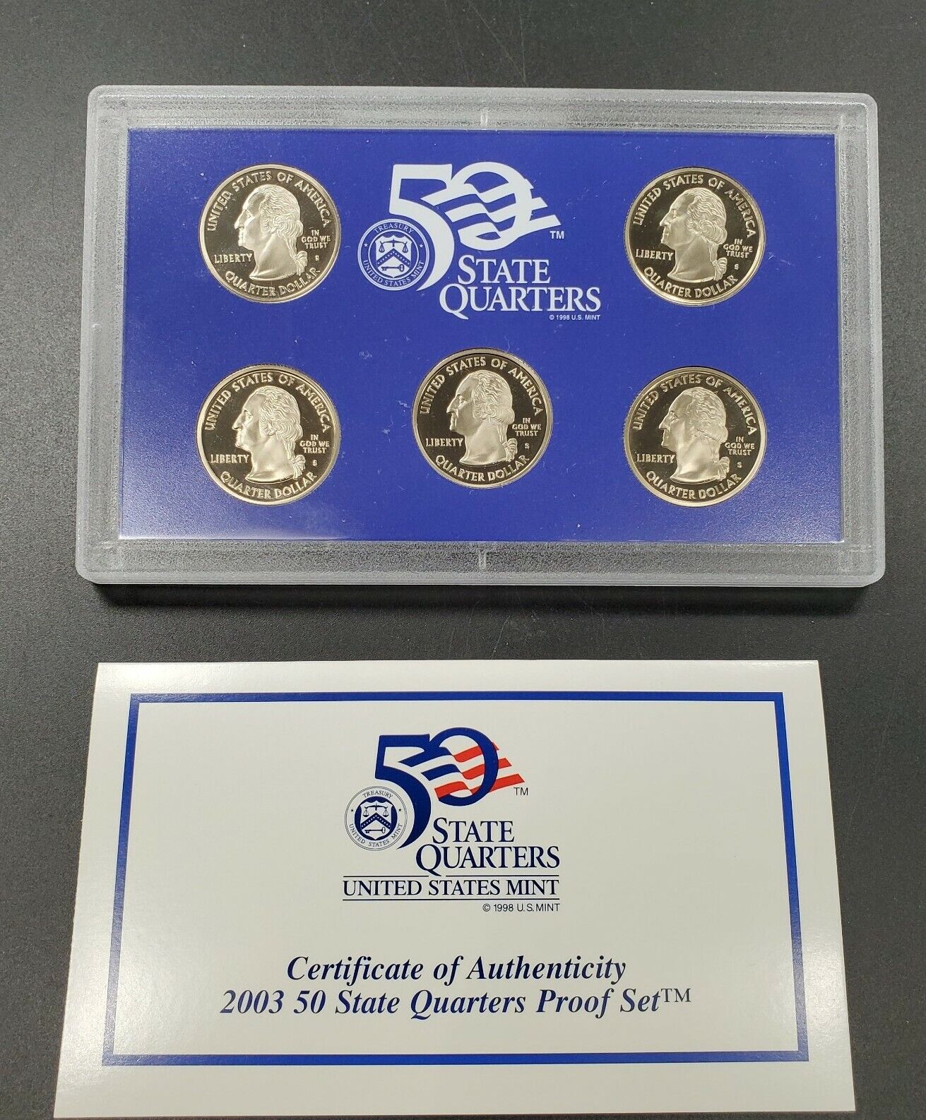 2003 S US Mint STATEHOOD STATE QUARTER Proof CLAD 5 Coin Set Box COA OGP