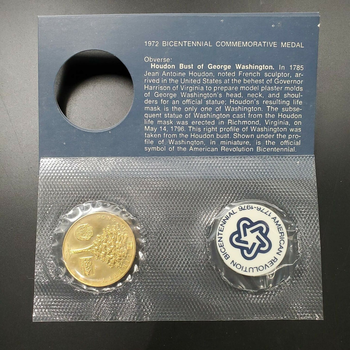 AMERICAN REVOLUTION BICENTENNIAL 1972 MEDAL COIN OGP POSTAL FIRST DAY STAMP
