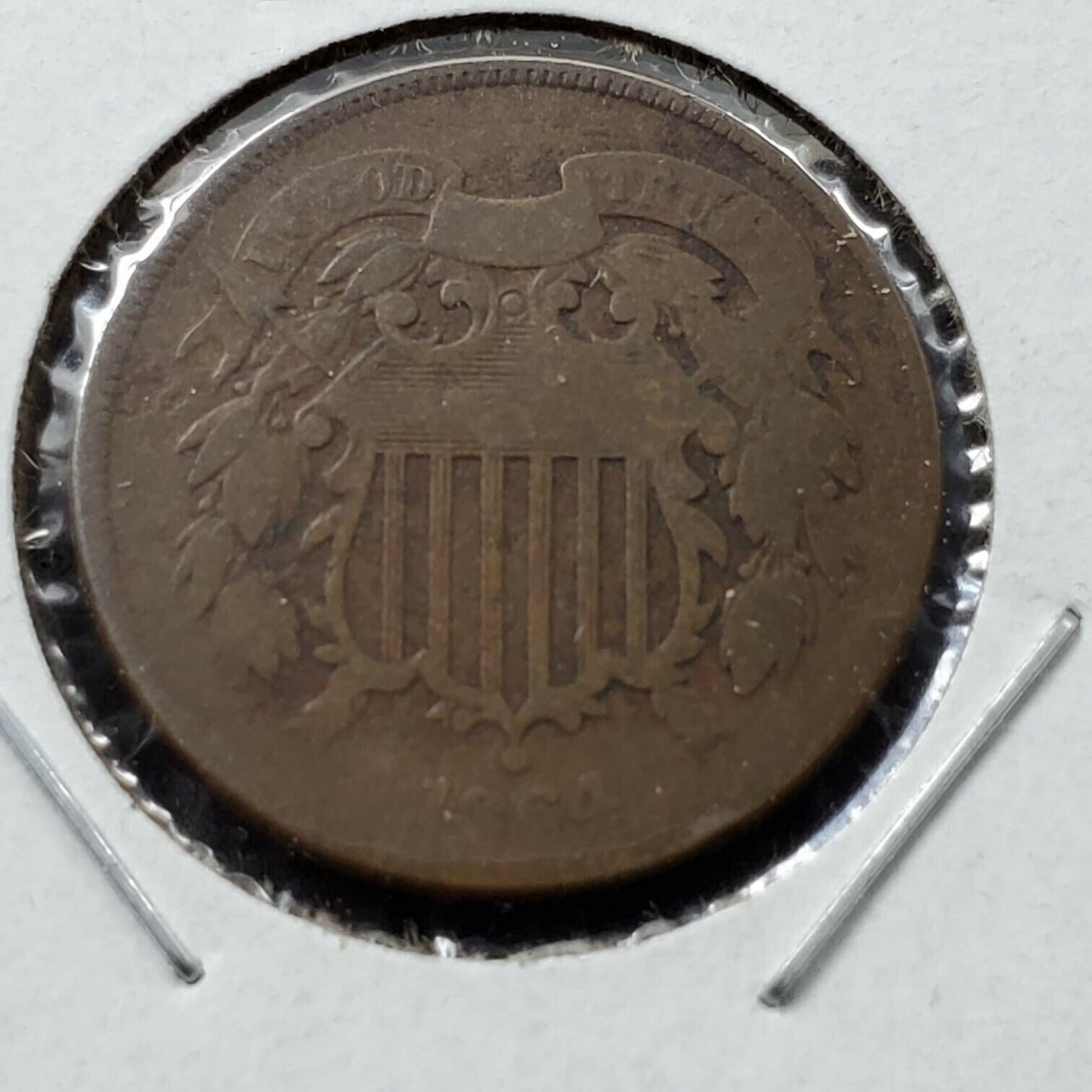 1864 LM 2C Two Cent Copper Coin Piece Circulated Condition Choice AG