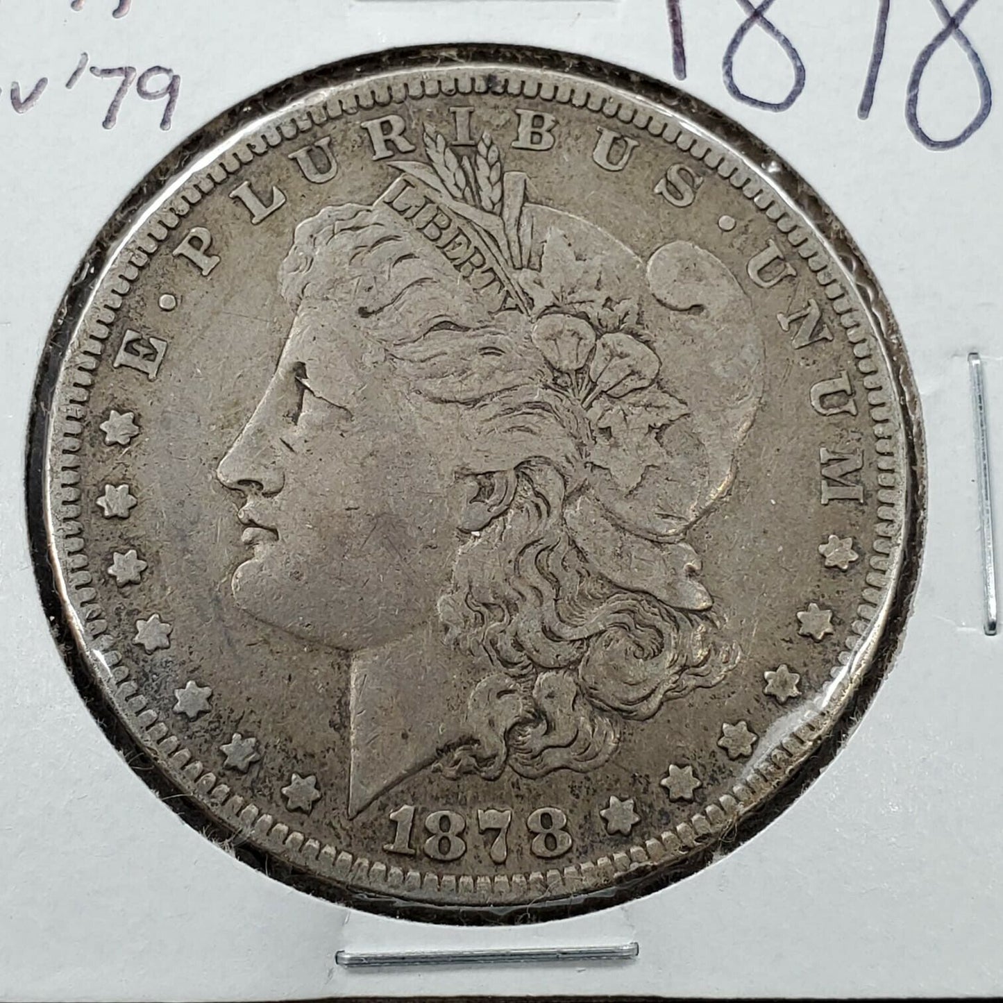 1878 P Morgan Silver Eagle Dollar Coin Average Fine Circulated 7TF REV 79