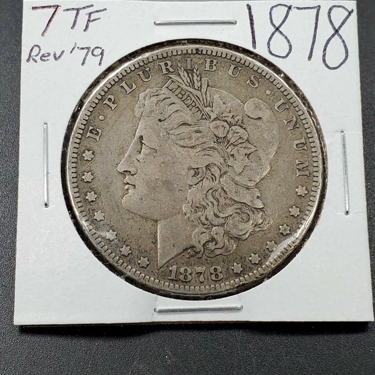 1878 P Morgan Silver Eagle Dollar Coin Average Fine Circulated 7TF REV 79