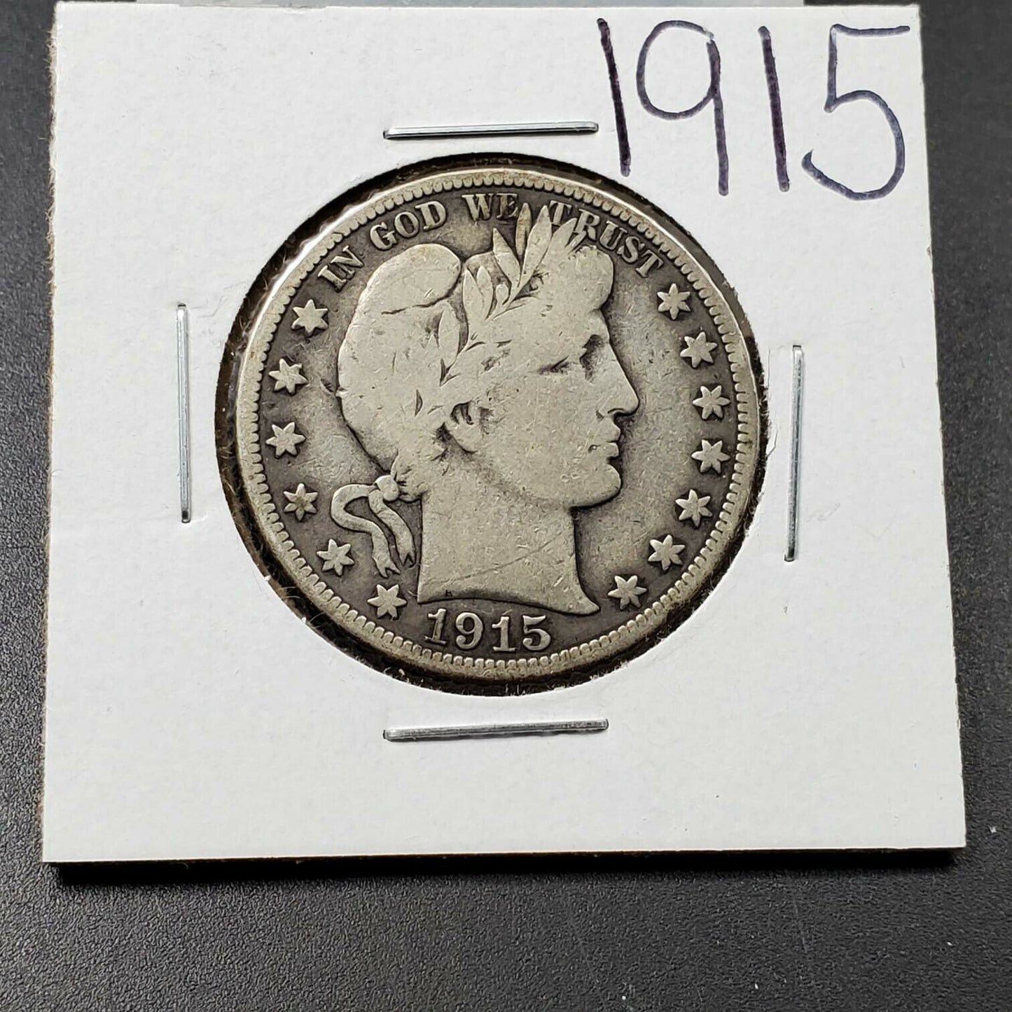 1915 P 50C Barber Silver HALF DOLLAR Coin Choice Fine Circulated KEY DATE