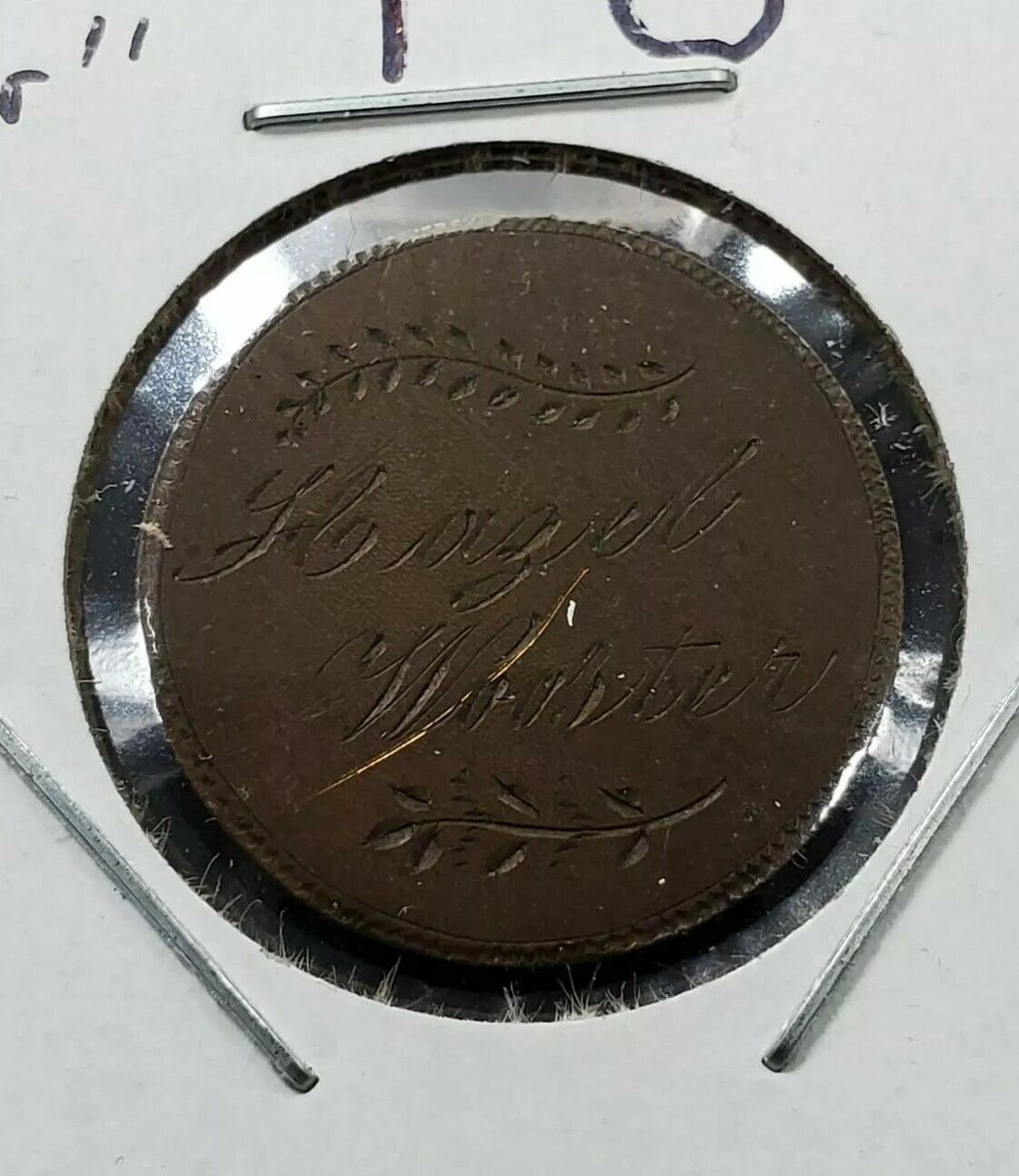 1899 INDIAN HEAD CENT PENNY ENGRAVED LOVE TOKEN REV HAZEL WOOSTER XF DETAIL OBV