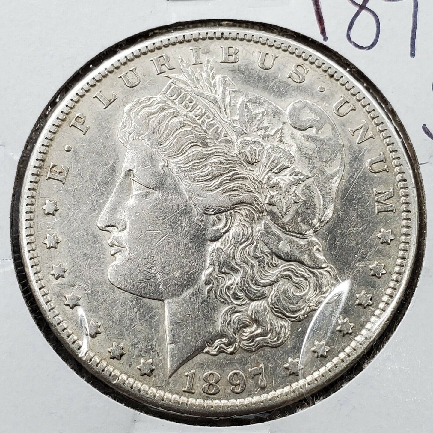 1897 S Morgan Silver Dollar Coin VF / XF Details Cleaned Nice Looking Coin