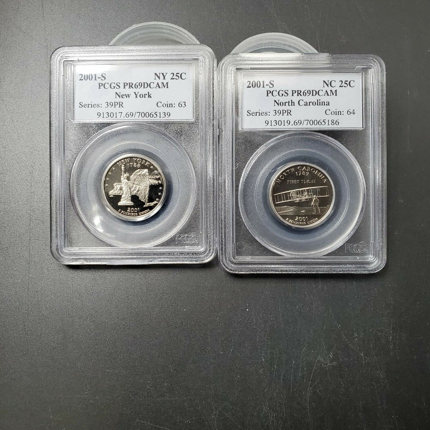2001 S Complete 5 Coin CLAD Proof Quarter Set PCGS Graded PR69 DCAM