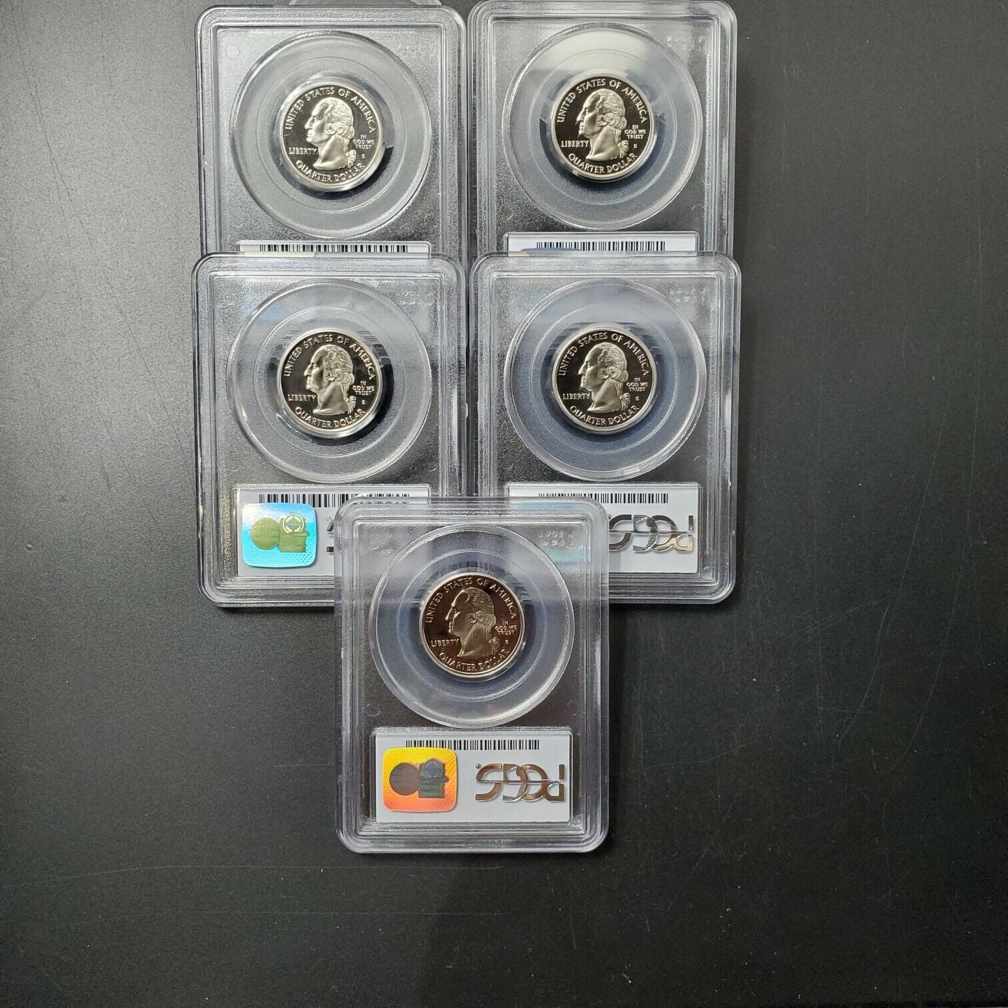 2001 S Complete 5 Coin CLAD Proof Quarter Set PCGS Graded PR69 DCAM