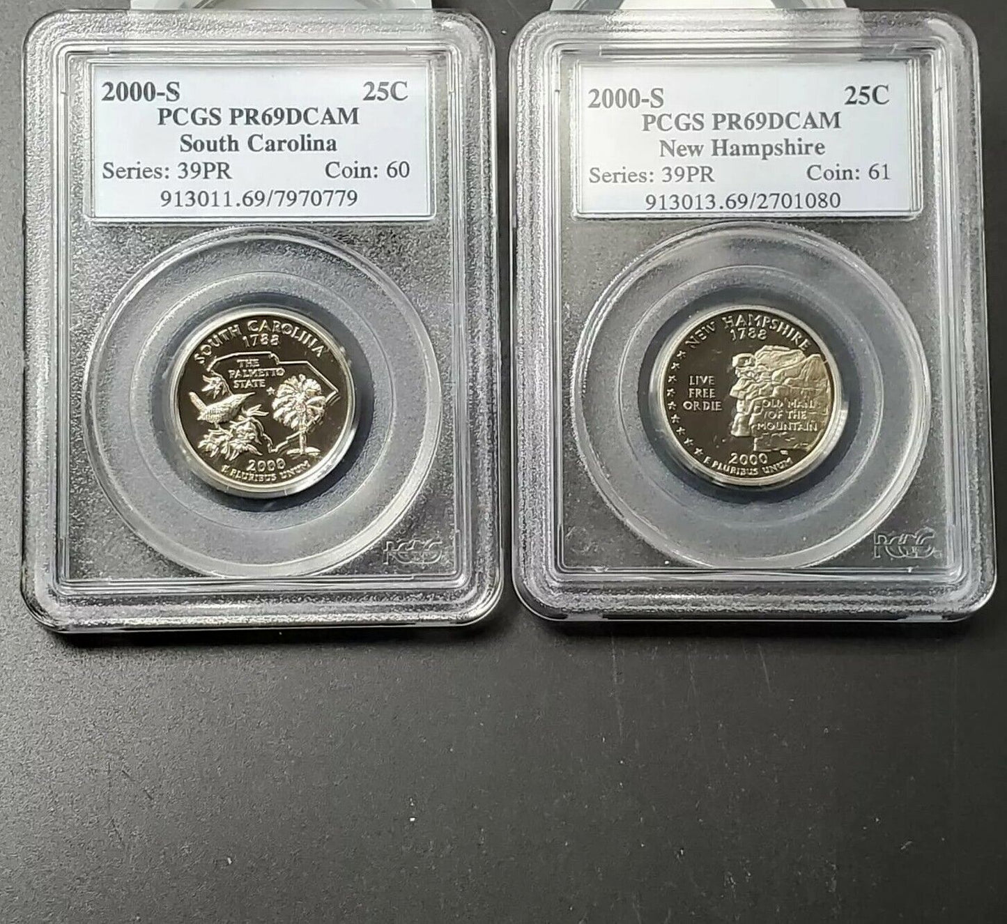 2000 S Complete 5 Coin CLAD Proof Quarter Set PCGS Graded PR69 DCAM