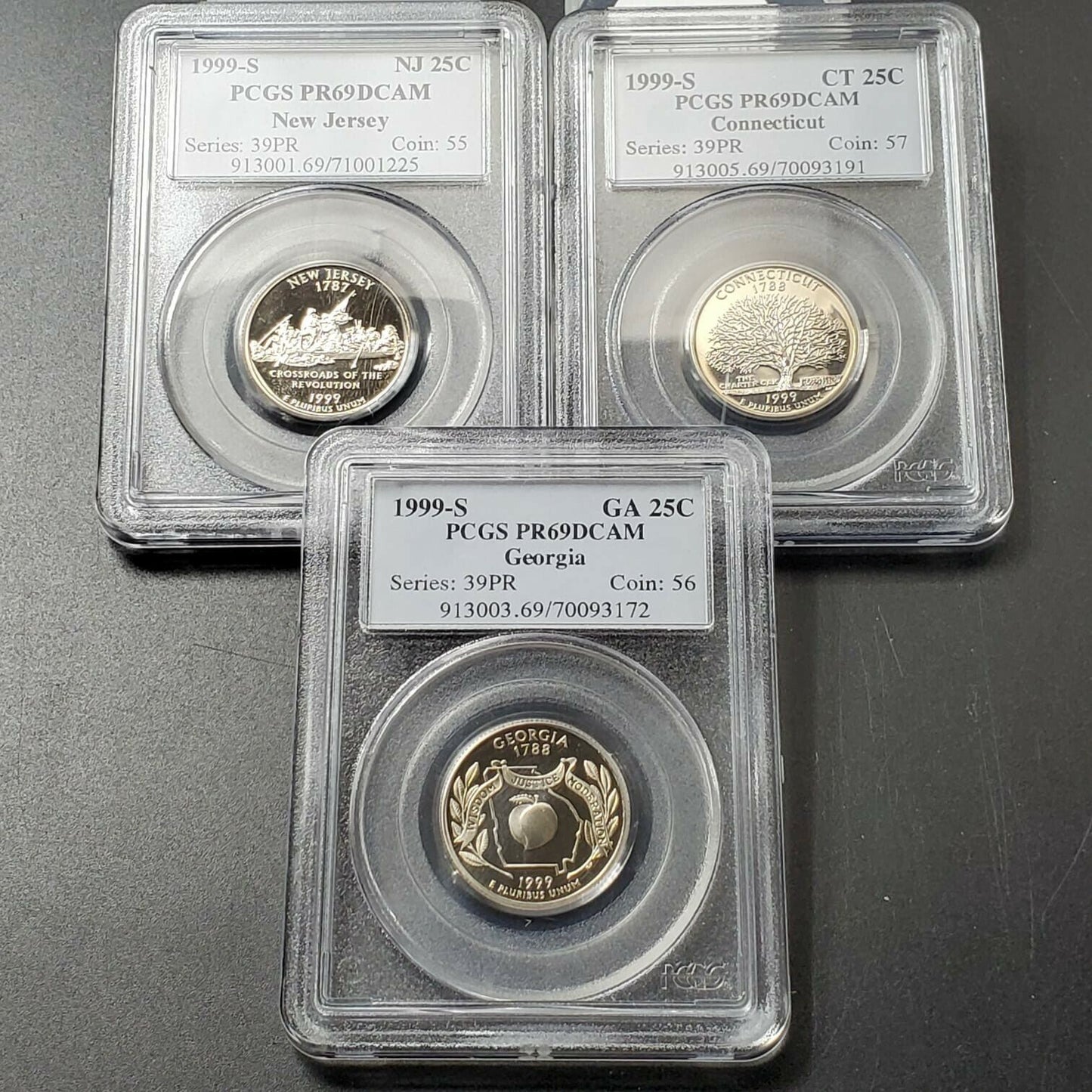 1999 S Complete 5 Coin CLAD Proof Quarter Set PCGS Graded PR69 DCAM