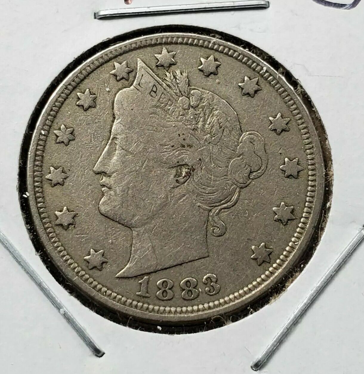1883 With Cents Liberty V Nickel Variety Coin Average VF Very Fine Circulated