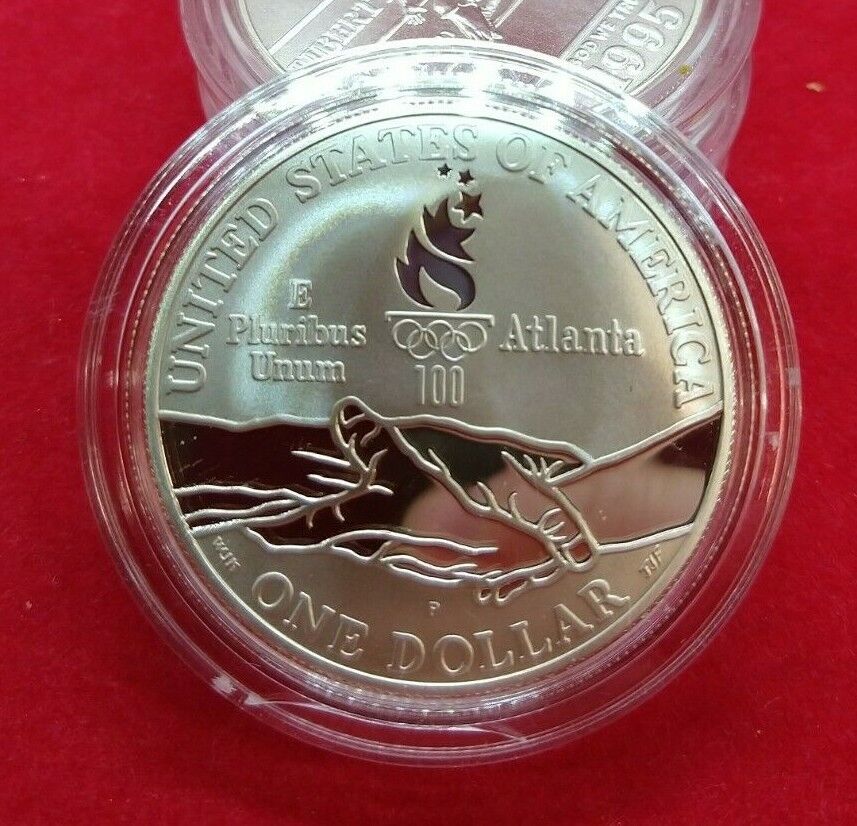 1995 P PARALYMPICS BLIND RUNNER Commemorative Proof Silver Dollar In Capsule