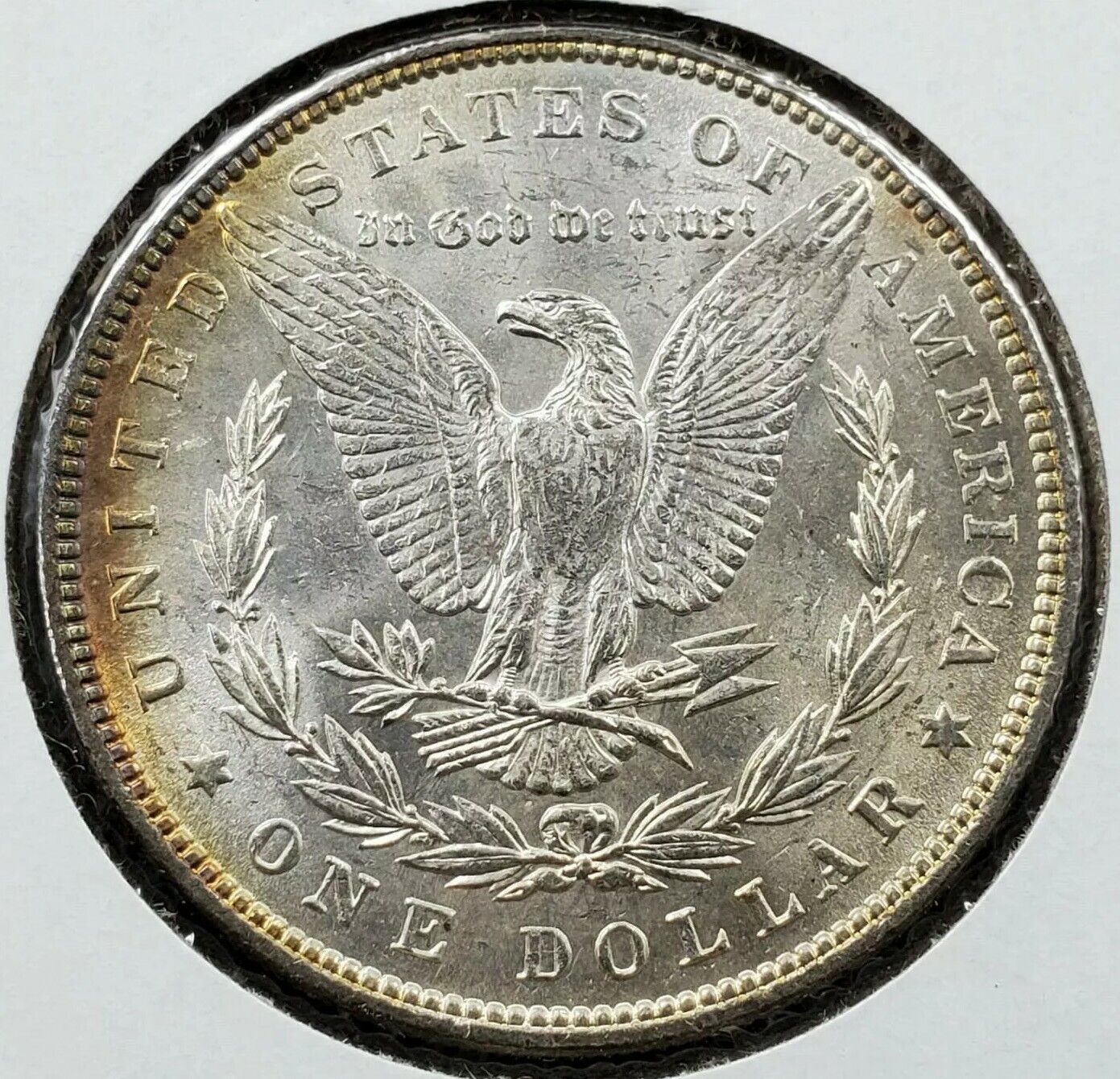 1887 P Morgan Silver Eagle Dollar Coin CH BU 🌈 PQ * Rainbow Toned Obverse