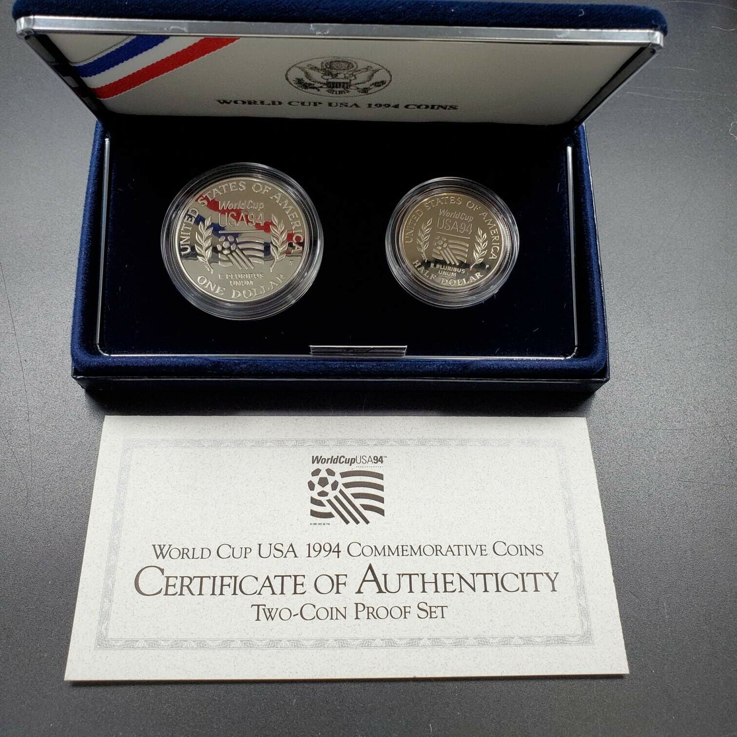 1994 World Cup Commemorative Proof Silver Dollar and Half Dollar 2PC Set