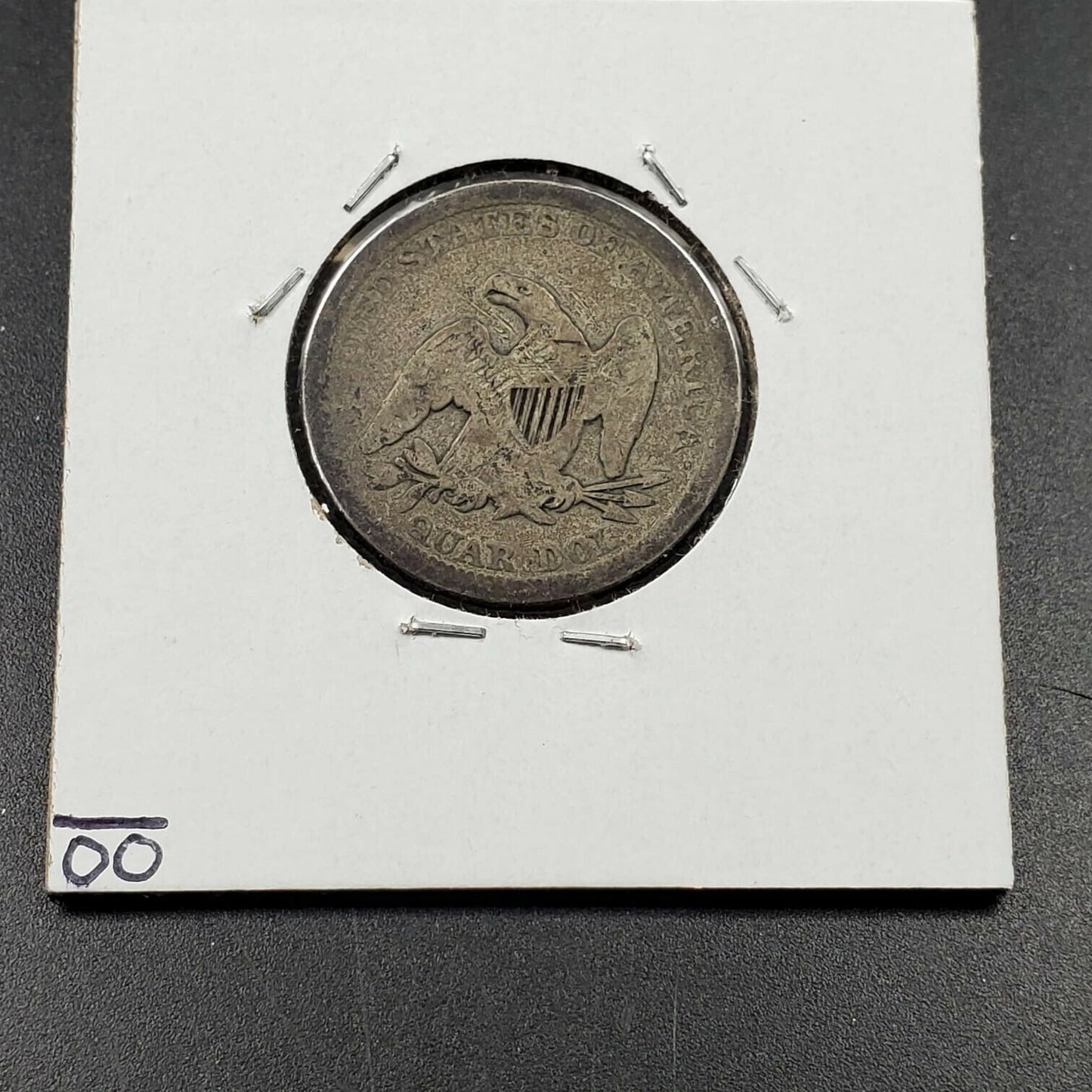 1857 P Seated Liberty Silver Quarter Coin AG / Good Decent Circulated