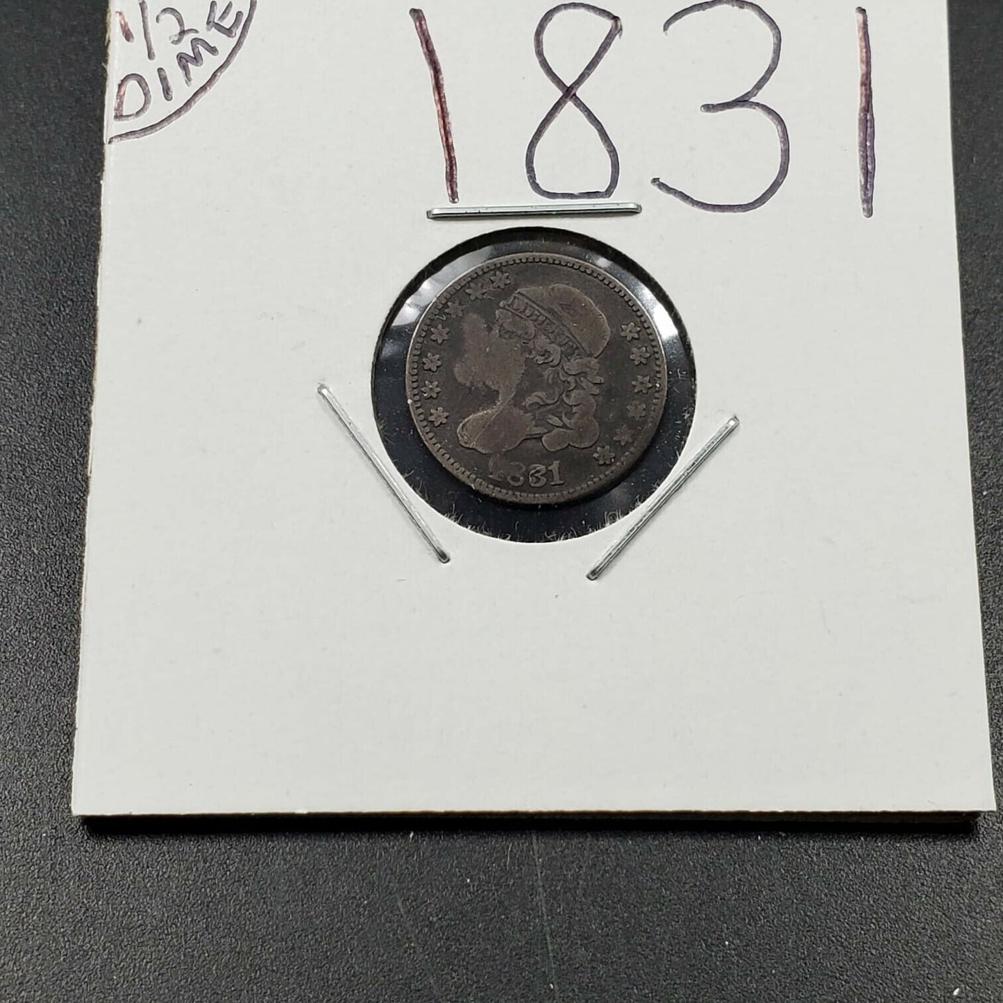 1831 Capped Bust Head Half Dime Coin VF Very Fine REV scratch