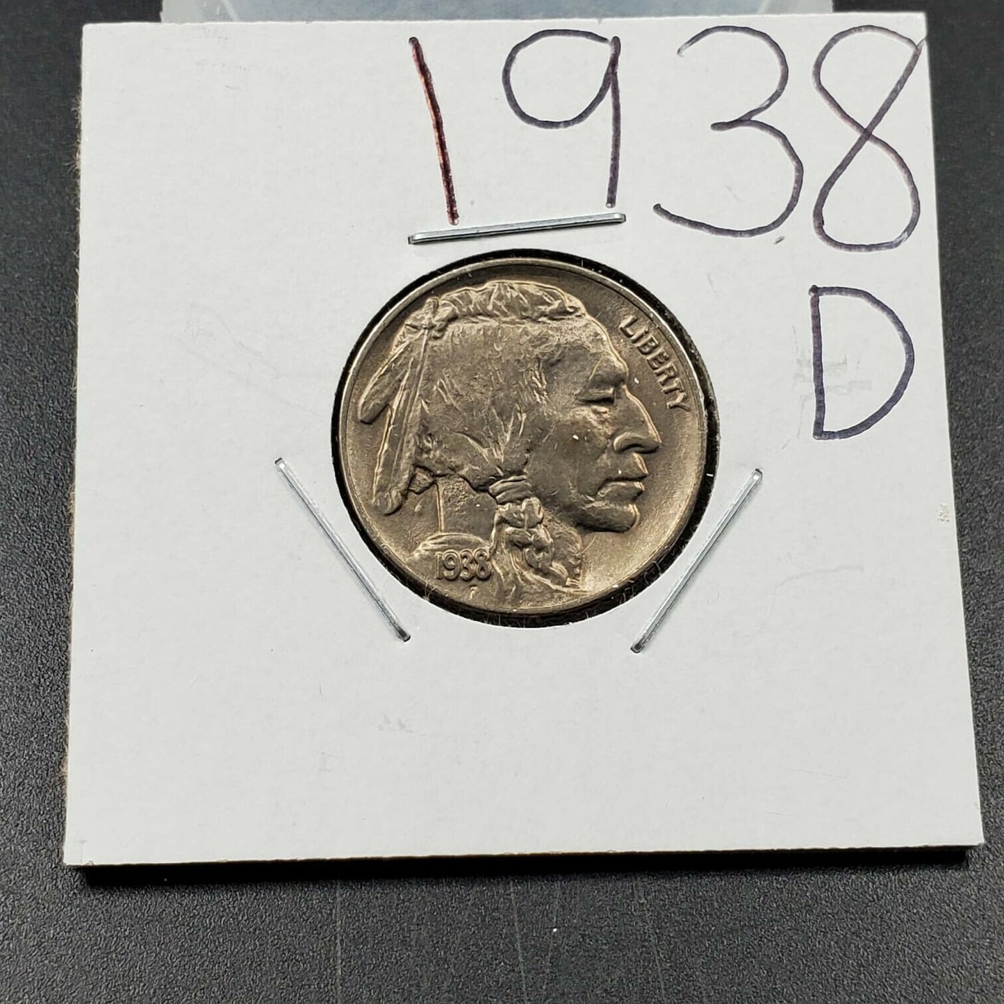 1938 D Buffalo Nickel Coin Choice BU Uncirculated Type 2 Reverse Buffalo N Plain