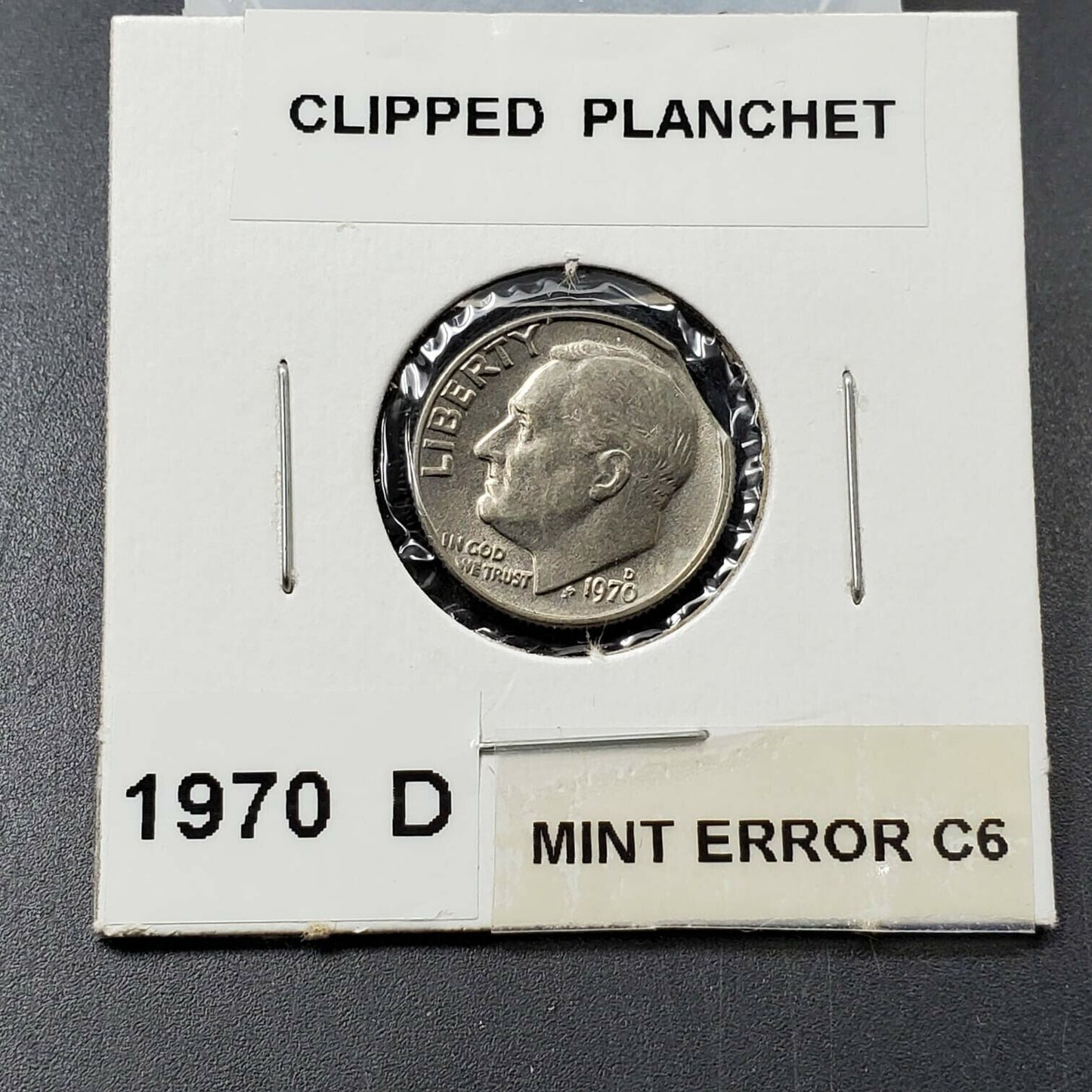 1970 D Denver Roosevelt clad Dime Clipped Planchet Error AU / UNC