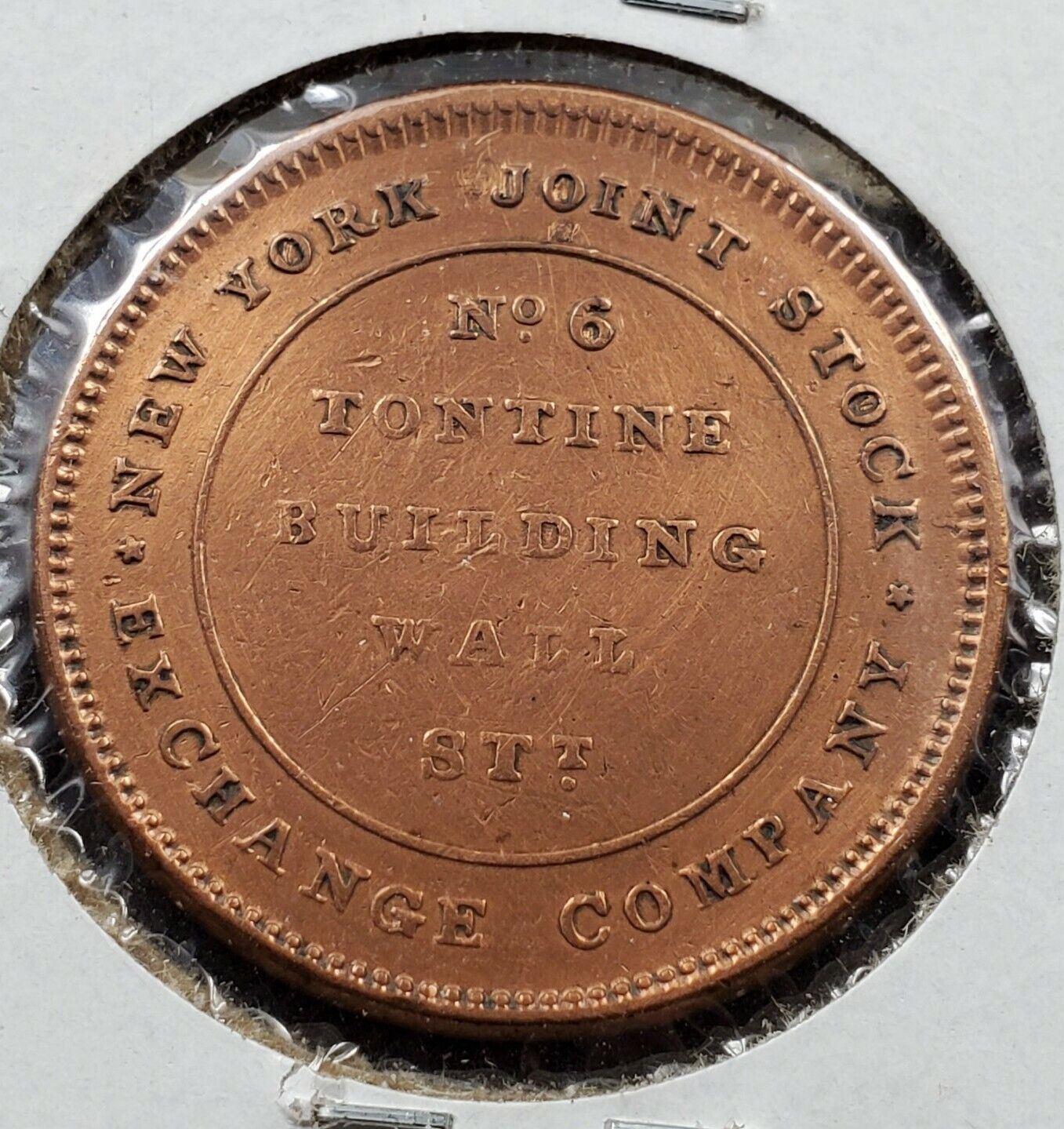 MISALIGNED 1837 Merchants Exchange Wall Street Copper Hard Times Token XF Detail