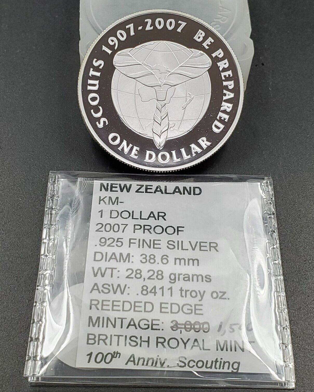 New Zealand 2007 Silver Dollar Gem Proof Coin Centenary Of Scouting 1.5k Mintage