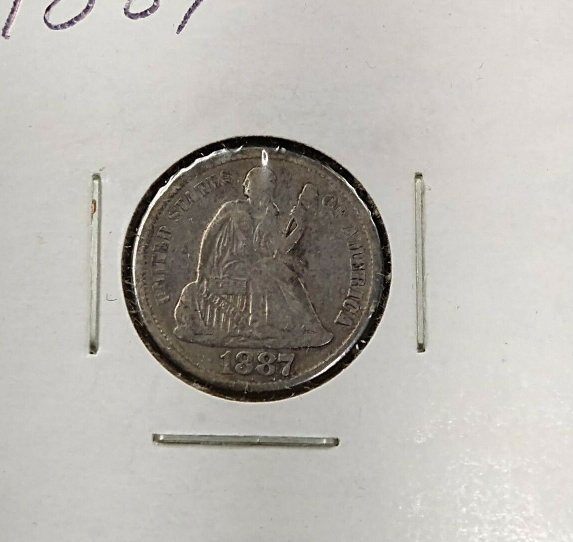 1887 P SEATED LIBERTY SILVER DIME COIN VG / FINE Circulated