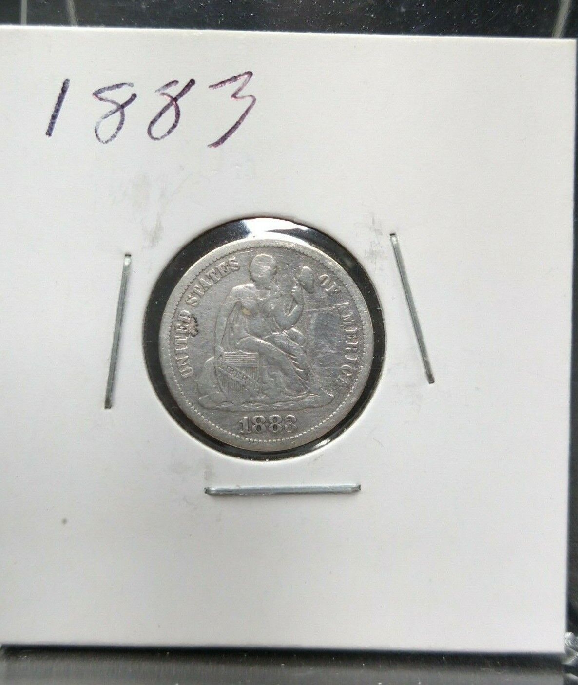 1883 P SEATED LIBERTY SILVER DIME COIN VF VERY FINE Details Cleaned CIRCULATED