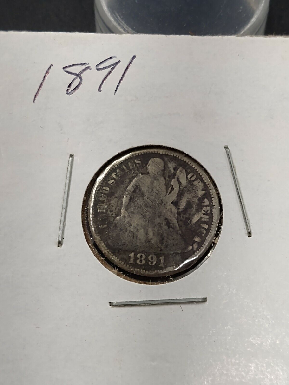 1891 P SEATED LIBERTY SILVER DIME COIN AG Very Circulated Full Date