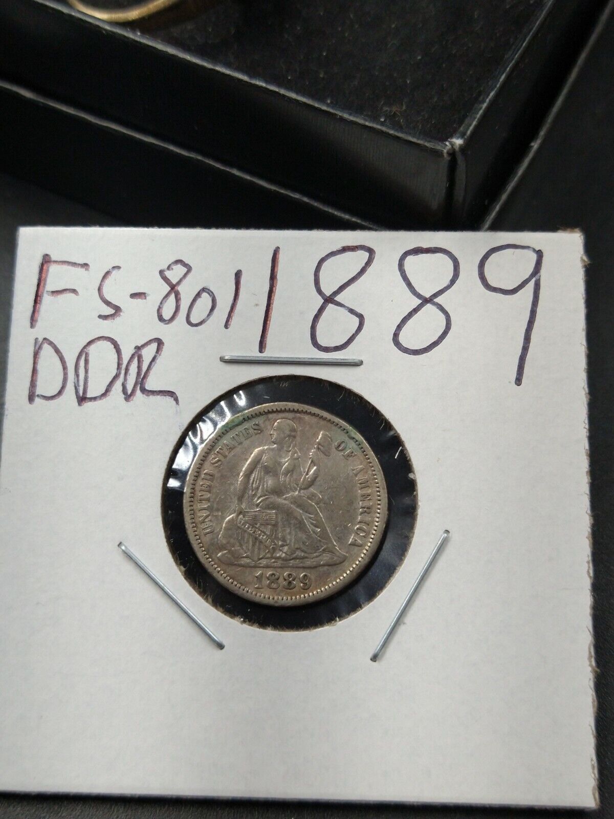 1889 P SEATED LIBERTY SILVER DIME COIN VARIETY FS-801 DDR Double Die VF Details