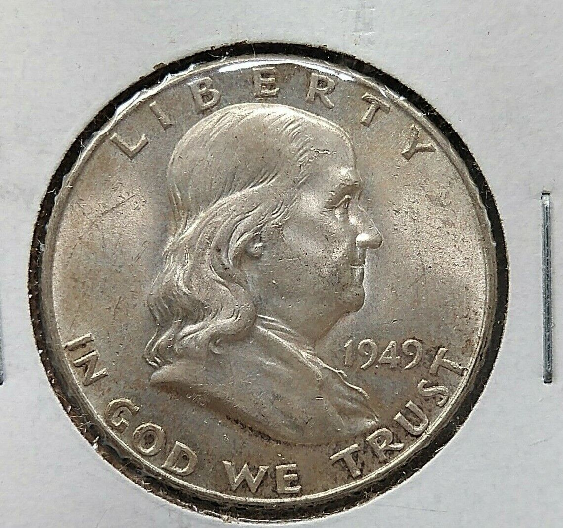 1949 P Franklin Silver Half Dollar Coin Choice / GEM BU UNC FBL Full Bell Lines