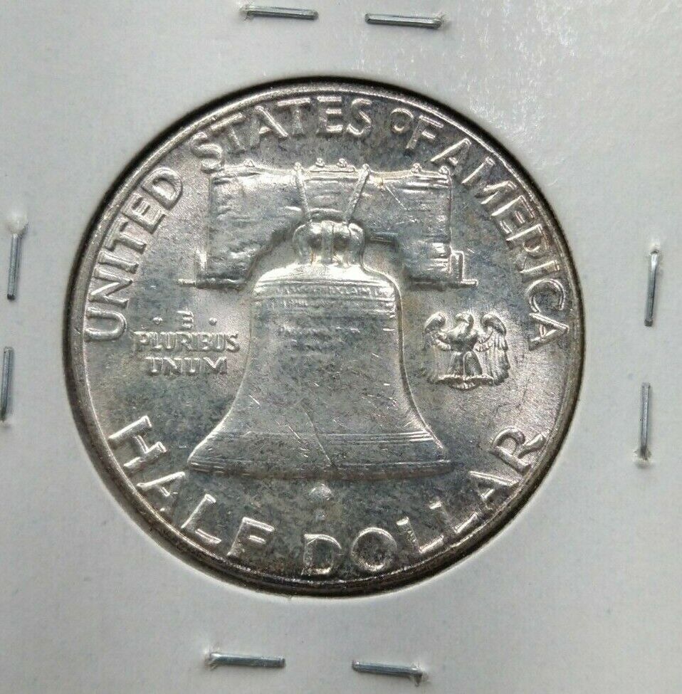 1963 P Franklin Silver 90% Half Dollar Coin CH BU UNC Neat Toning Toner