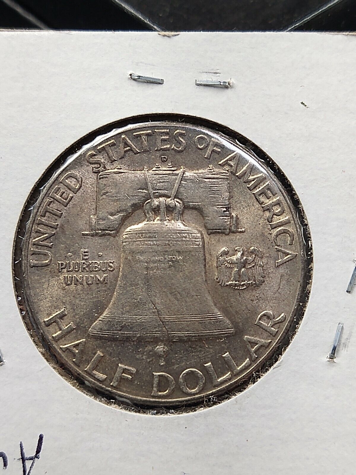 1948 D Franklin Silver Half Dollar Coin CHOICE BU UNC END OF ROLL TONING OBV
