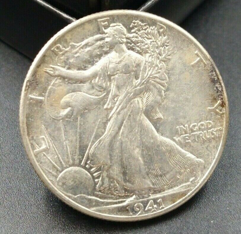 1941 P Walking Liberty Silver Eagle 90% Coin AVG BU UNC Some Toning
