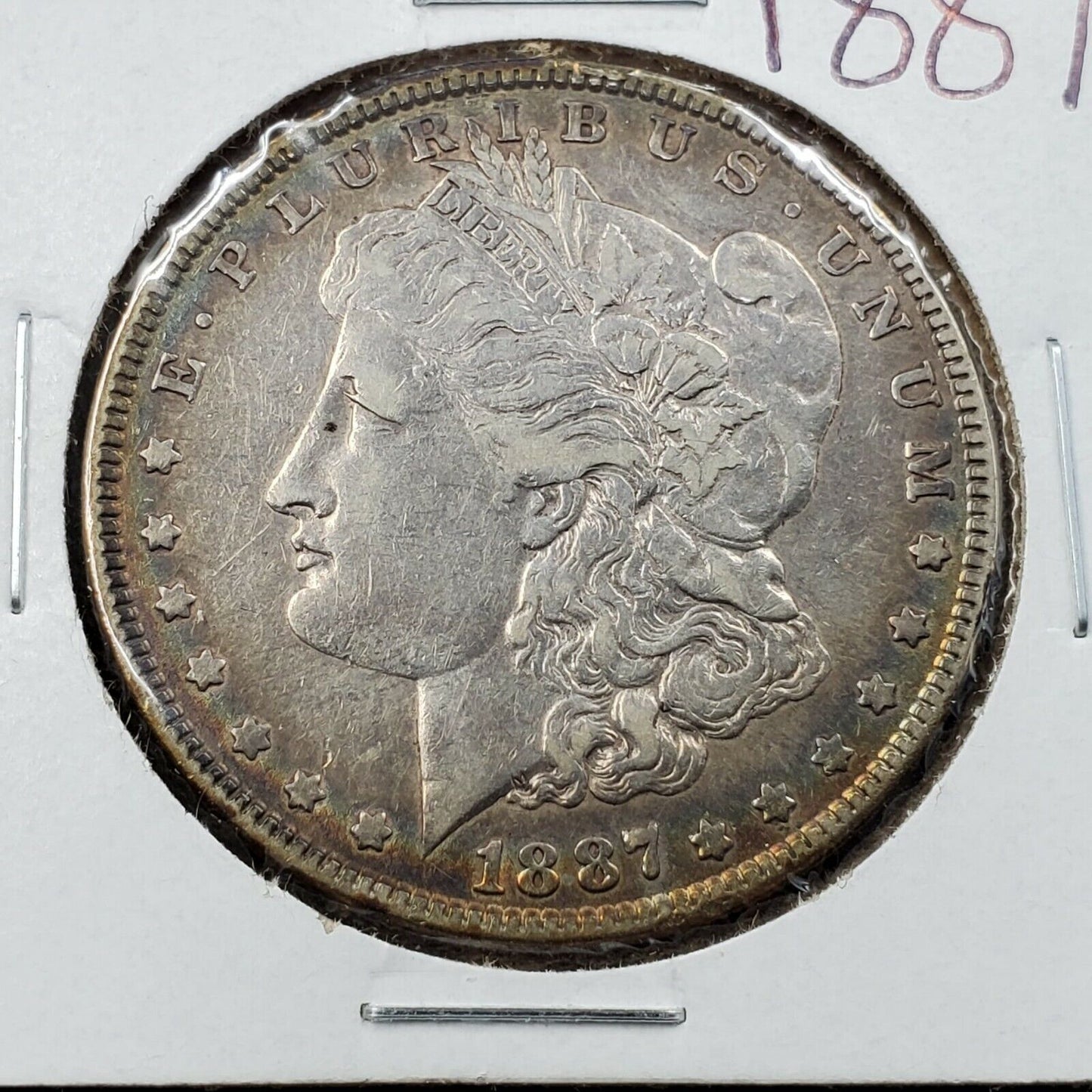 1887 P $1 Morgan Silver Eagle Dollar Coin VF Very Fine Circulated Nice Toning