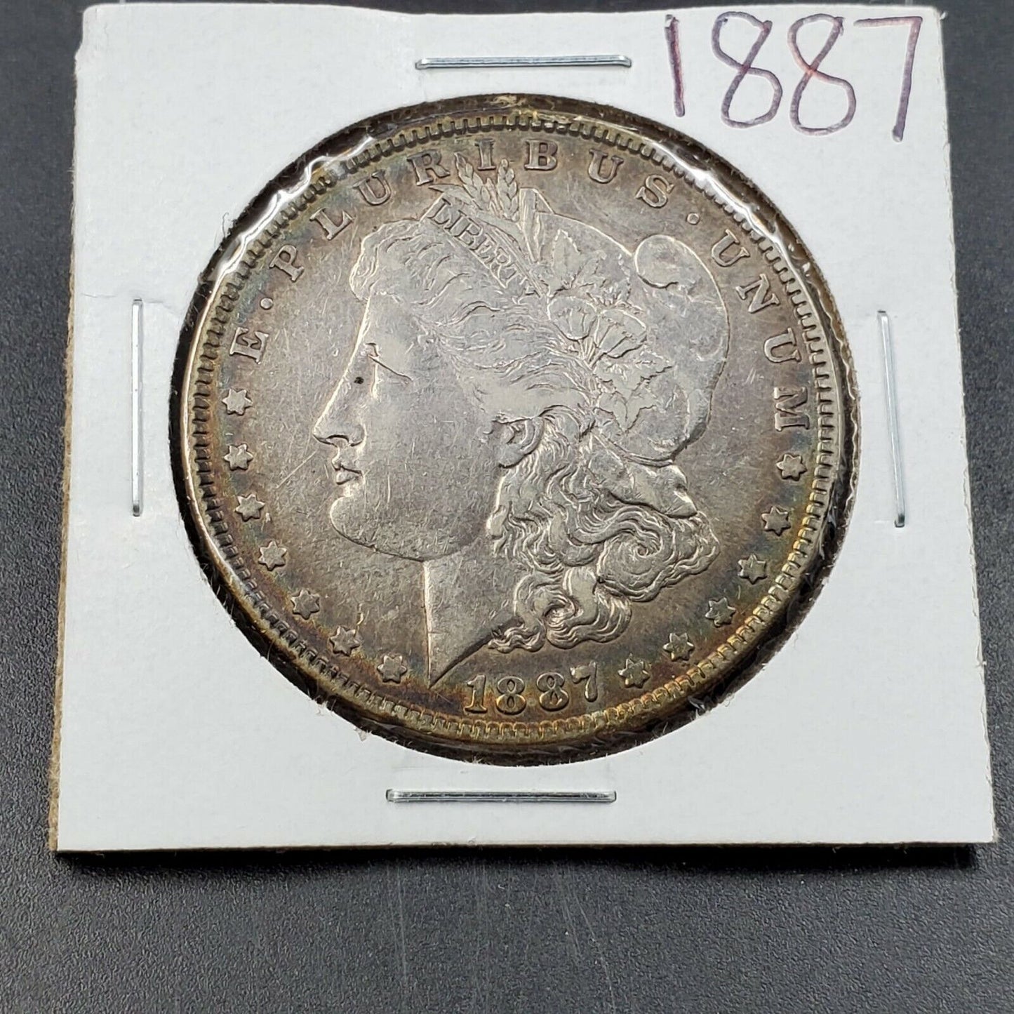 1887 P $1 Morgan Silver Eagle Dollar Coin VF Very Fine Circulated Nice Toning