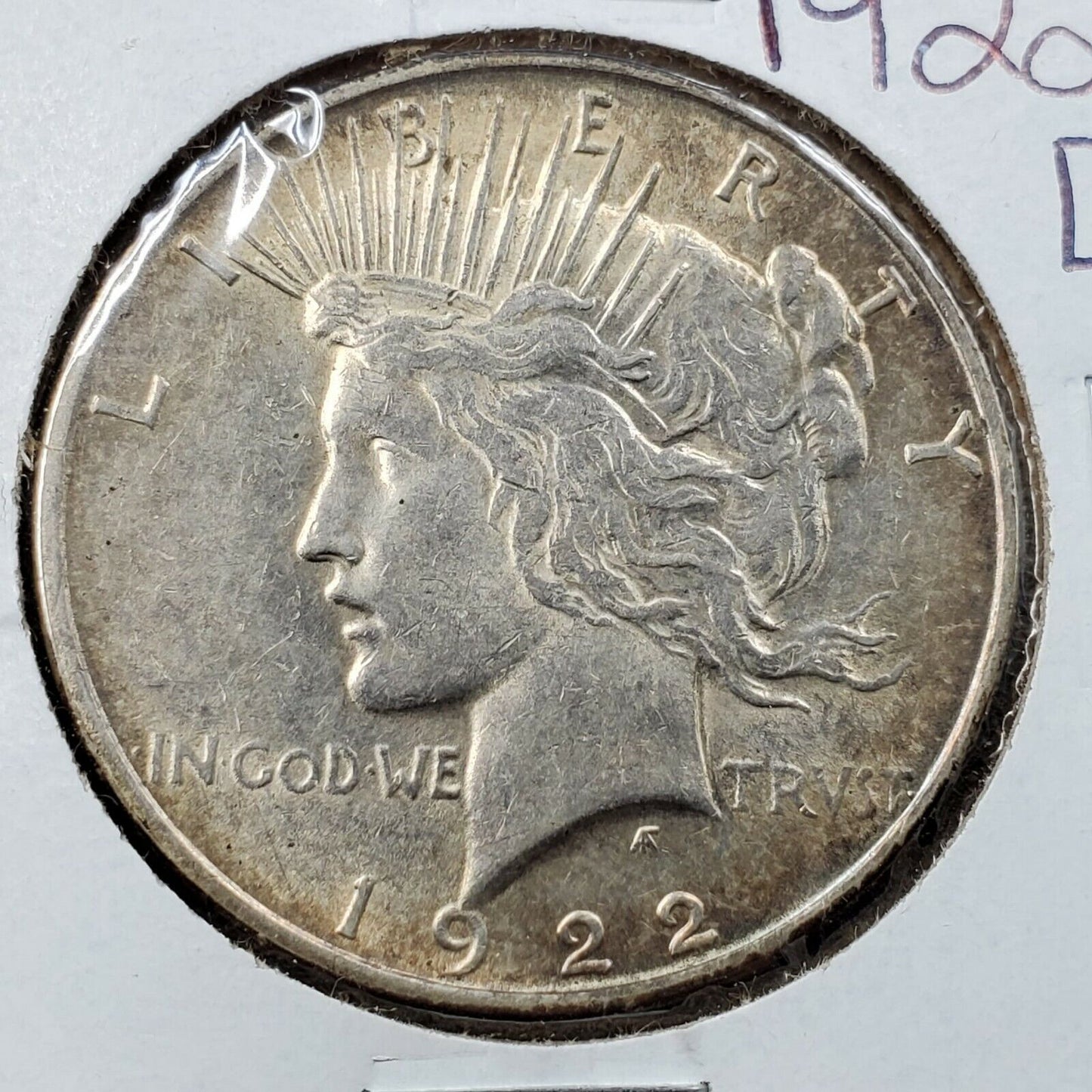1922 D Peace 90% Silver Eagle Dollar Coin AU About UNC Some Toning